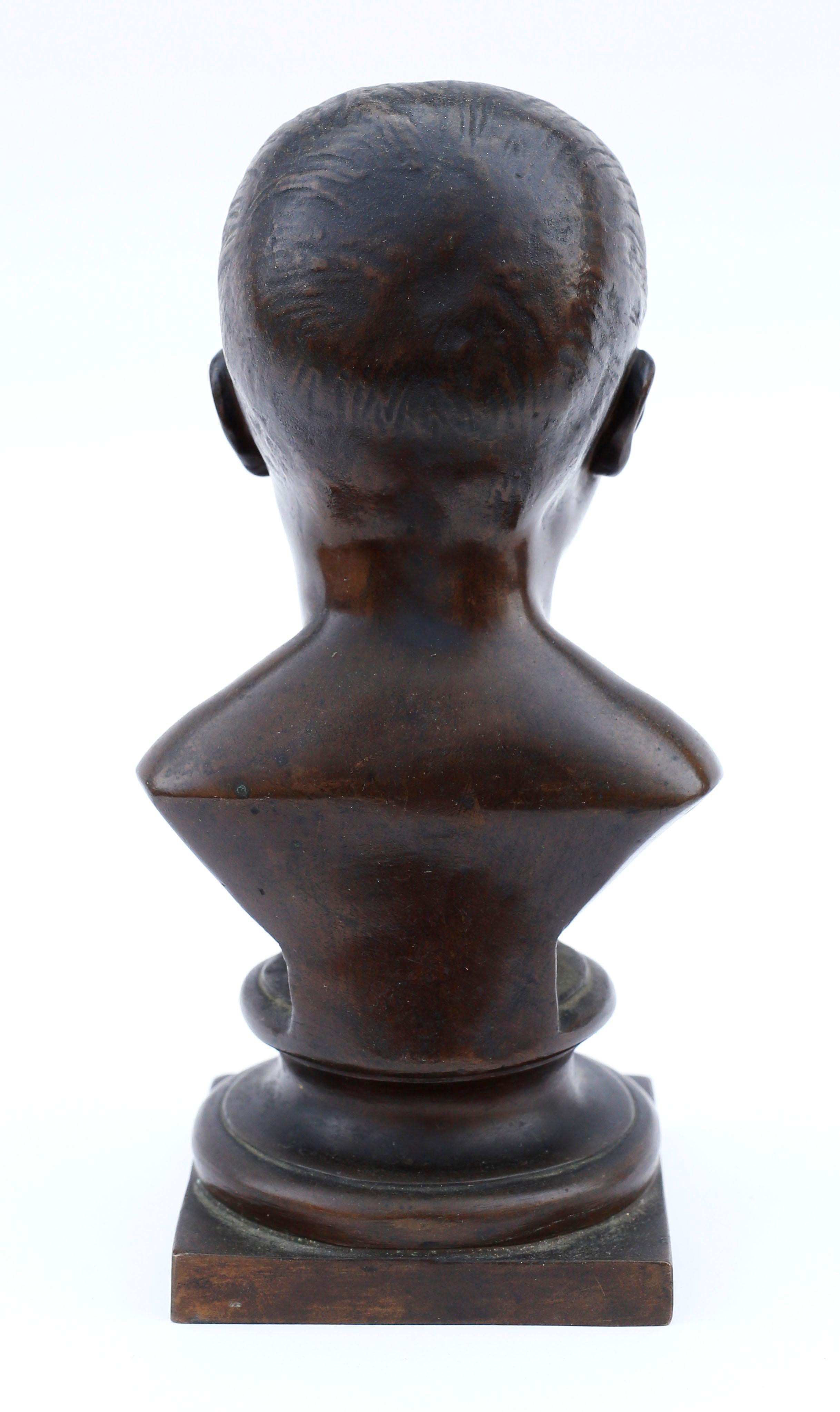 French 19th Century Bronze Bust of a Child Signed by Nicolas-Victor Vilain, 1842