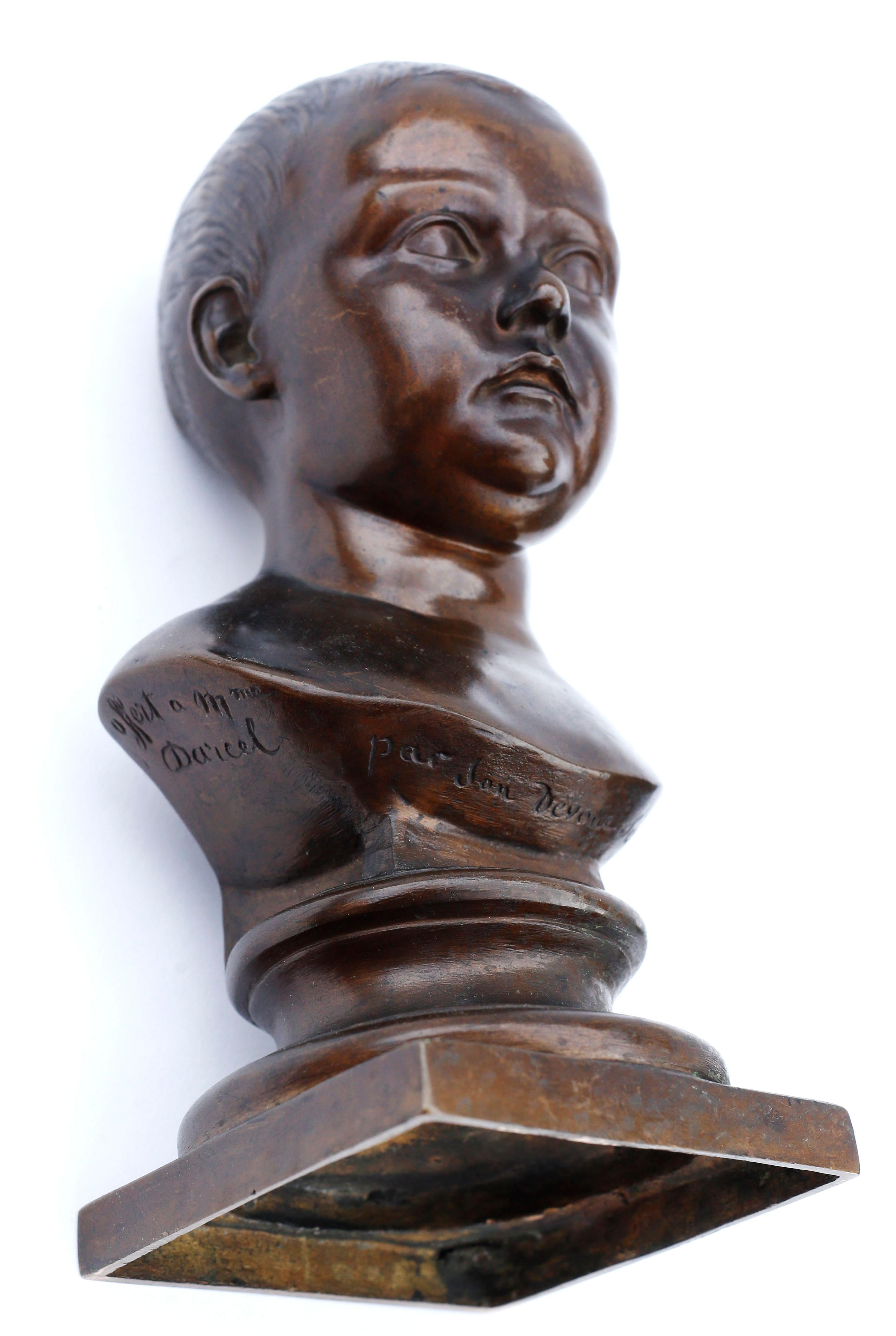 19th Century Bronze Bust of a Child Signed by Nicolas-Victor Vilain, 1842 1