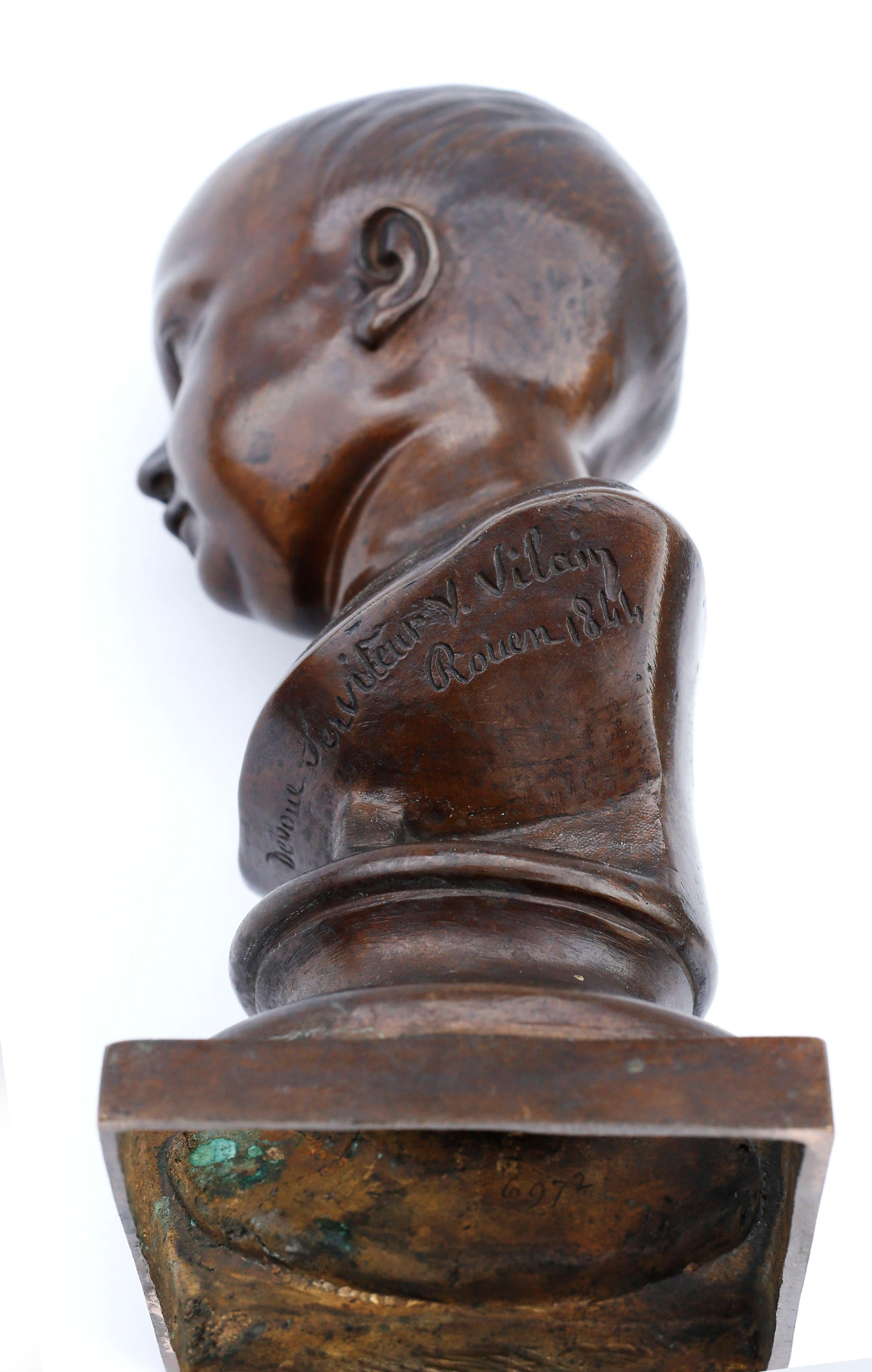 19th Century Bronze Bust of a Child Signed by Nicolas-Victor Vilain, 1842 2