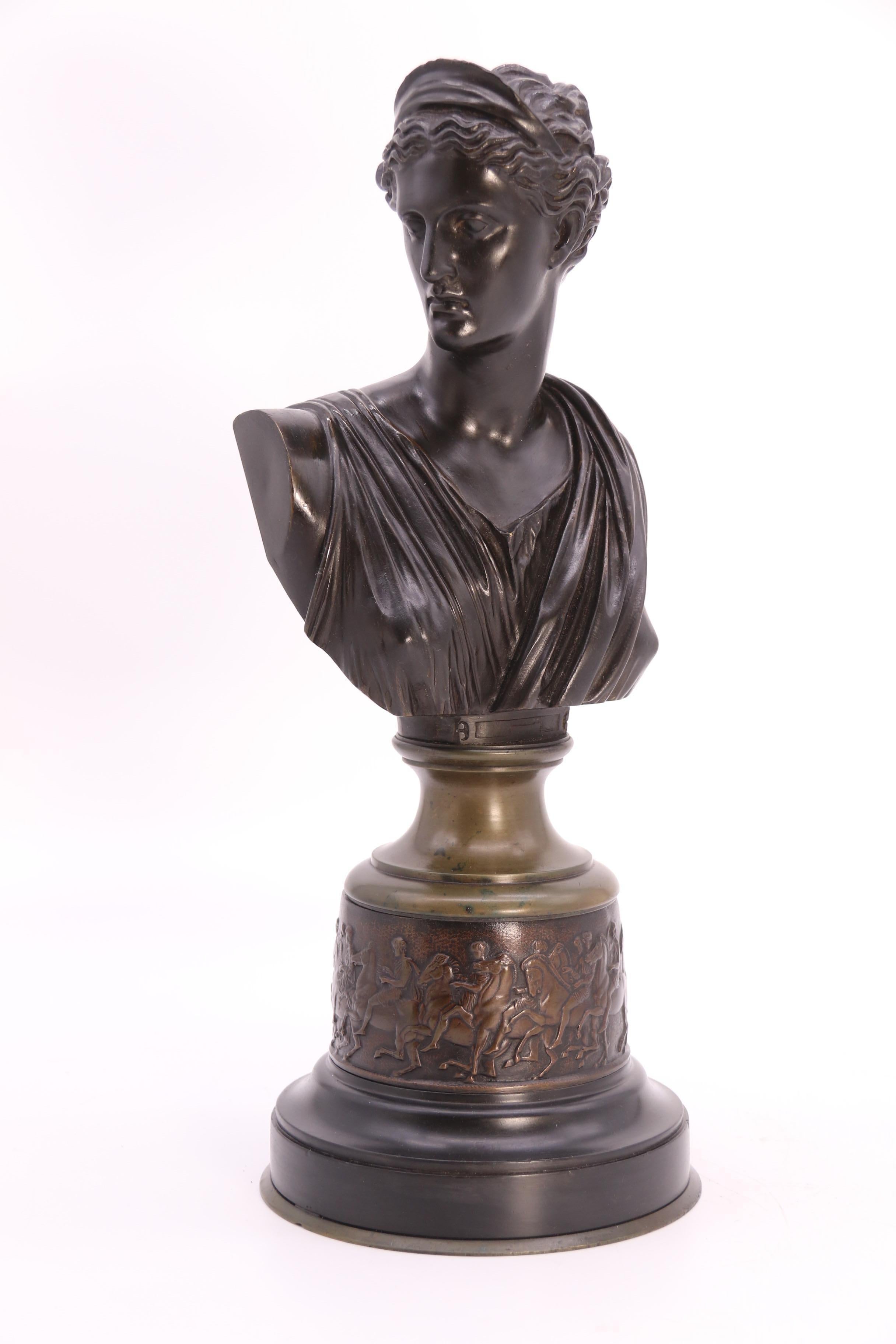 19th century bronze bust of the Greek Goddess Diana the Huntress, circa 1860 For Sale 5