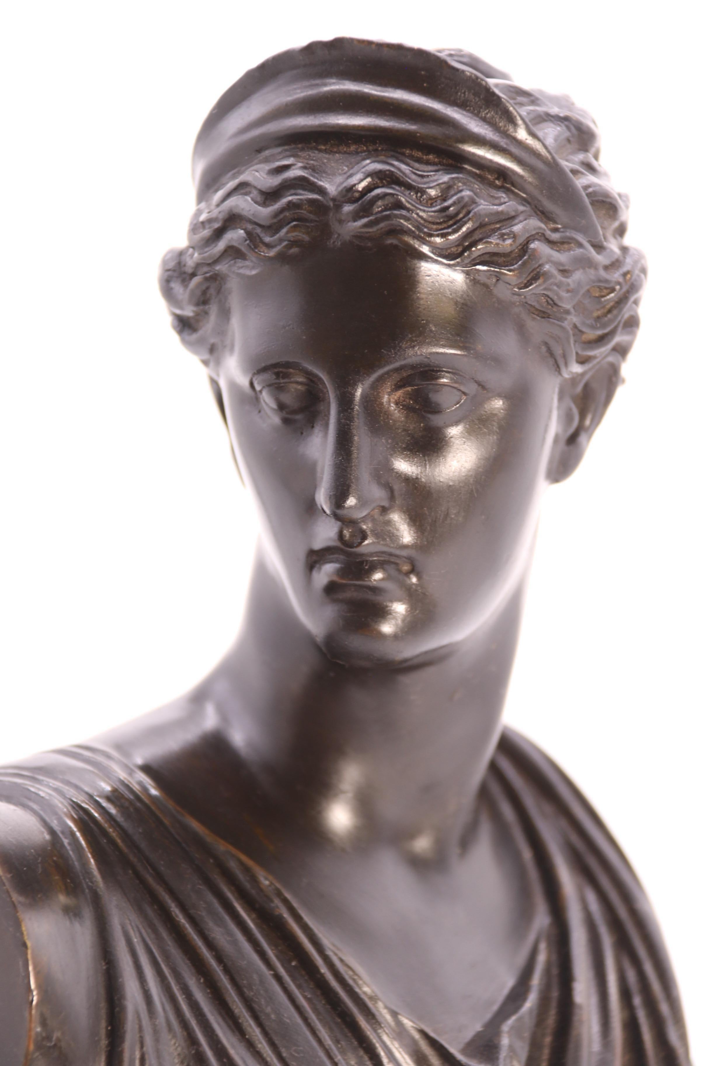 19th century bronze bust of the Greek Goddess Diana the Huntress, circa 1860 For Sale 6