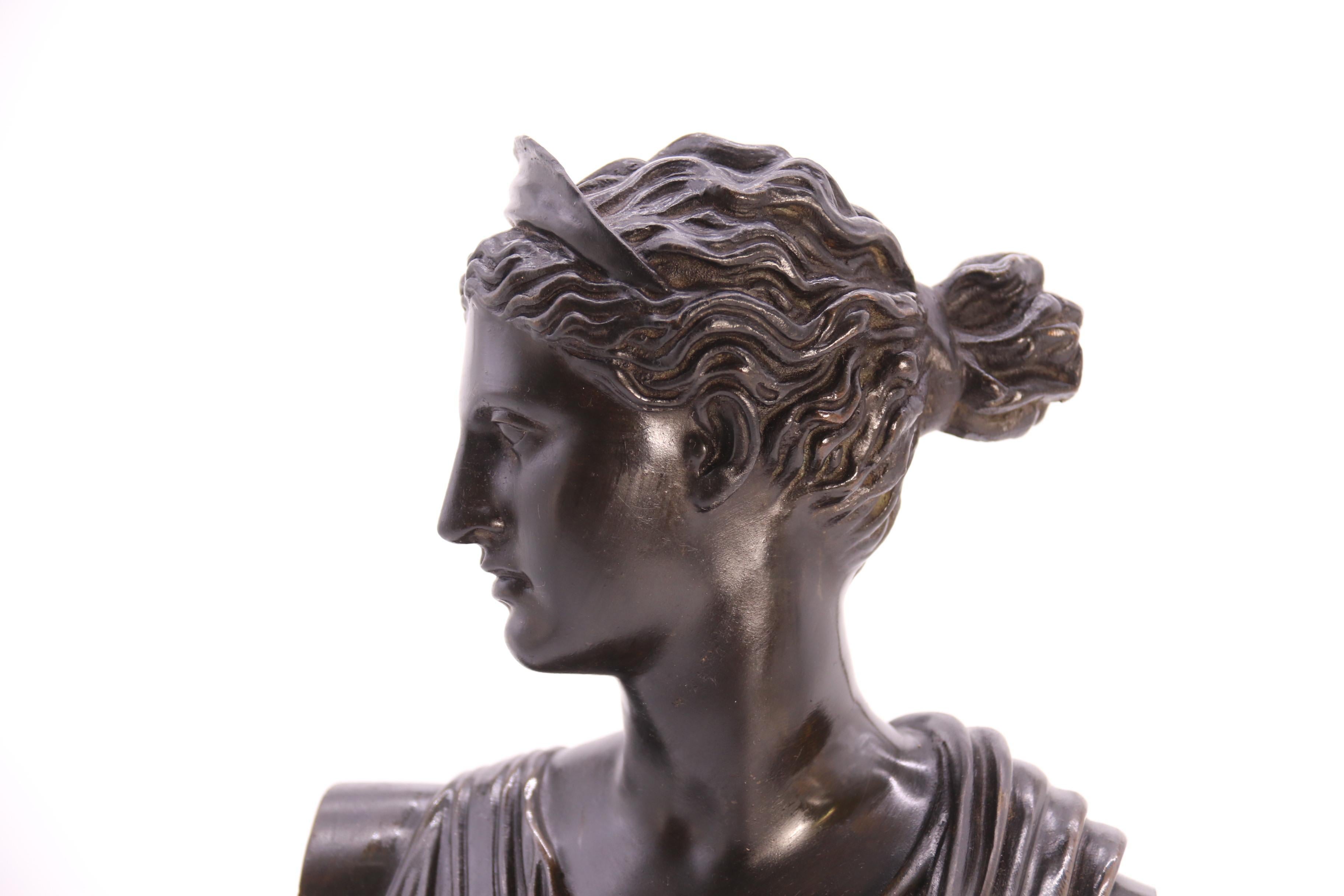 19th century bronze bust of the Greek Goddess Diana the Huntress, circa 1860 For Sale 7