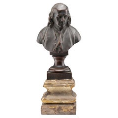 19th Century Bronze Bust of Ben Franklin on Wooden Plinth