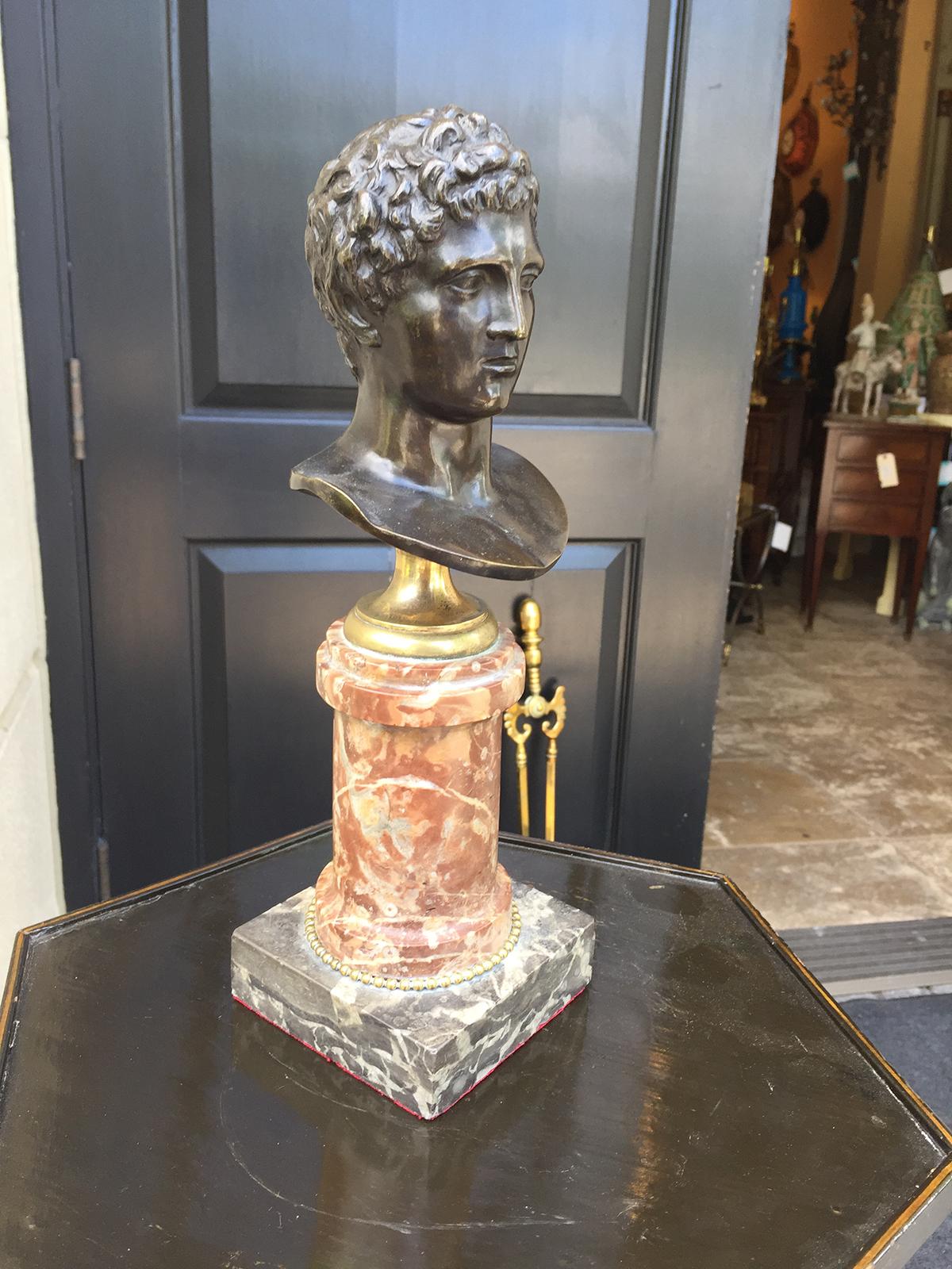 19th Century Bronze Bust of Caesar on Marble Base In Good Condition For Sale In Atlanta, GA