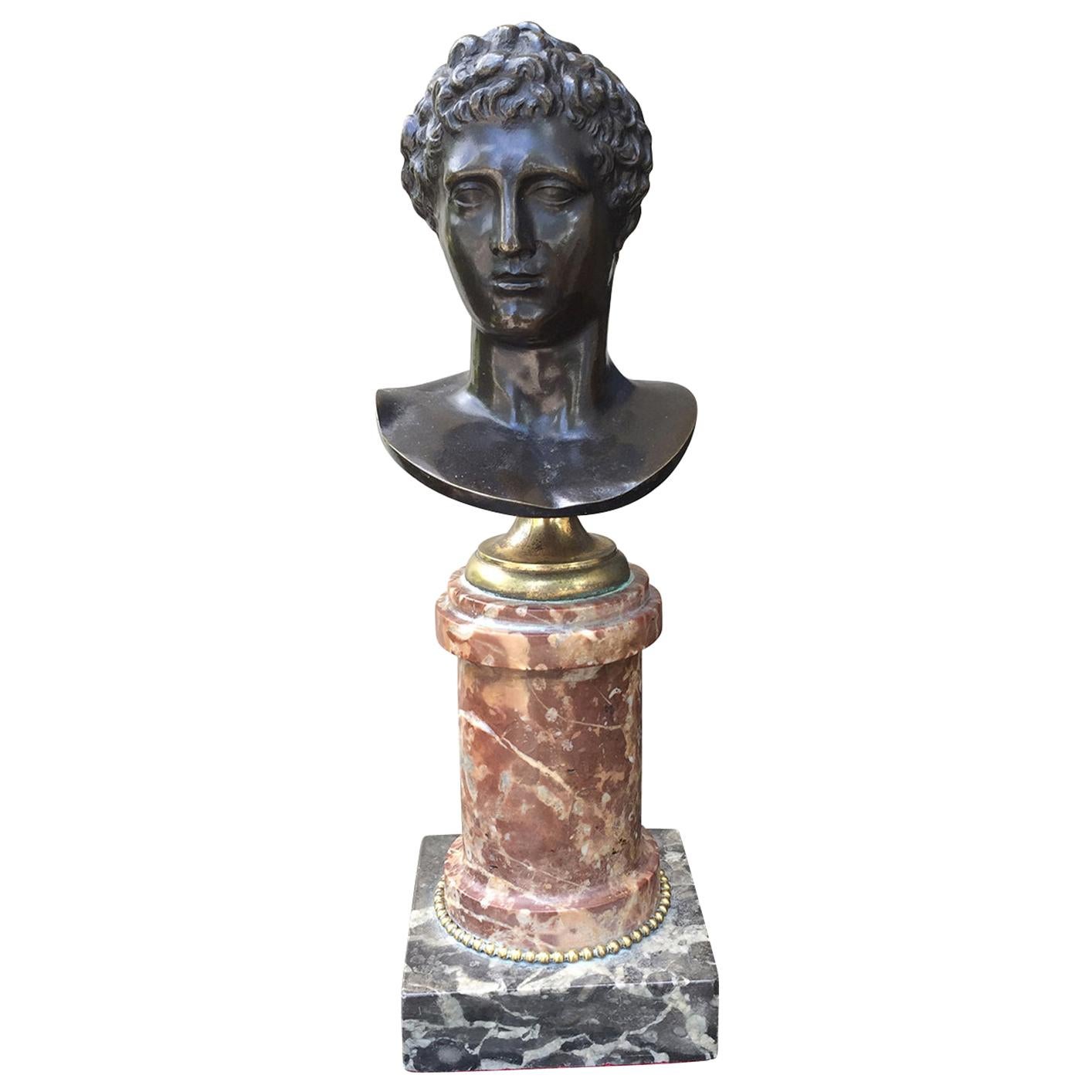 19th Century Bronze Bust of Caesar on Marble Base For Sale