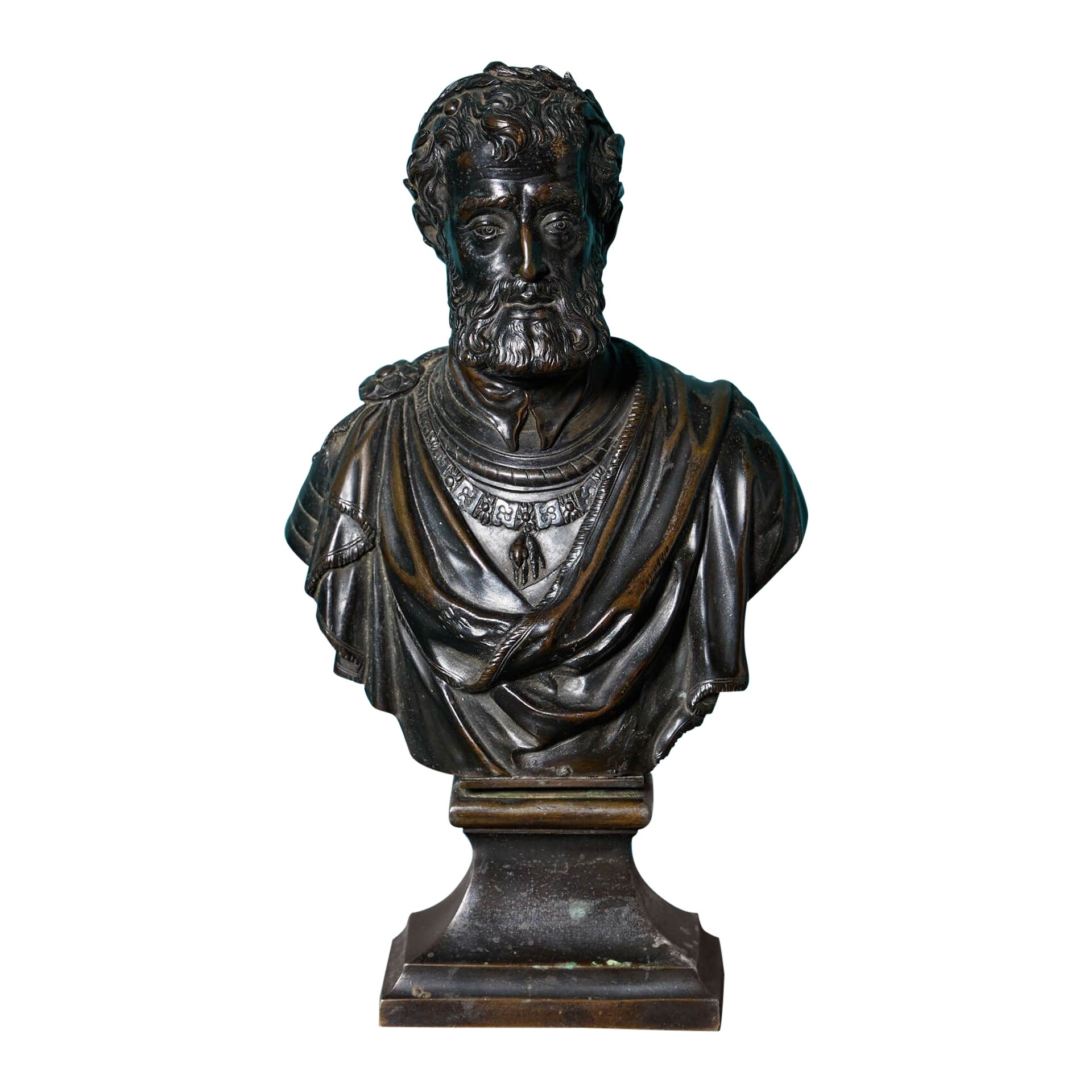 19th Century Bronze Bust Of Charles V After Leoni Leone