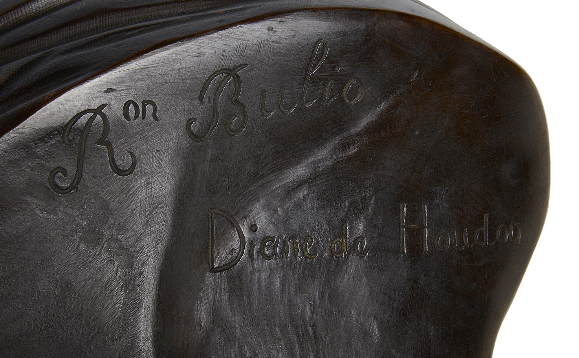 Busto in bronzo di Diane de Houdon del XIX secolo, firmato Bulio in vendita 1