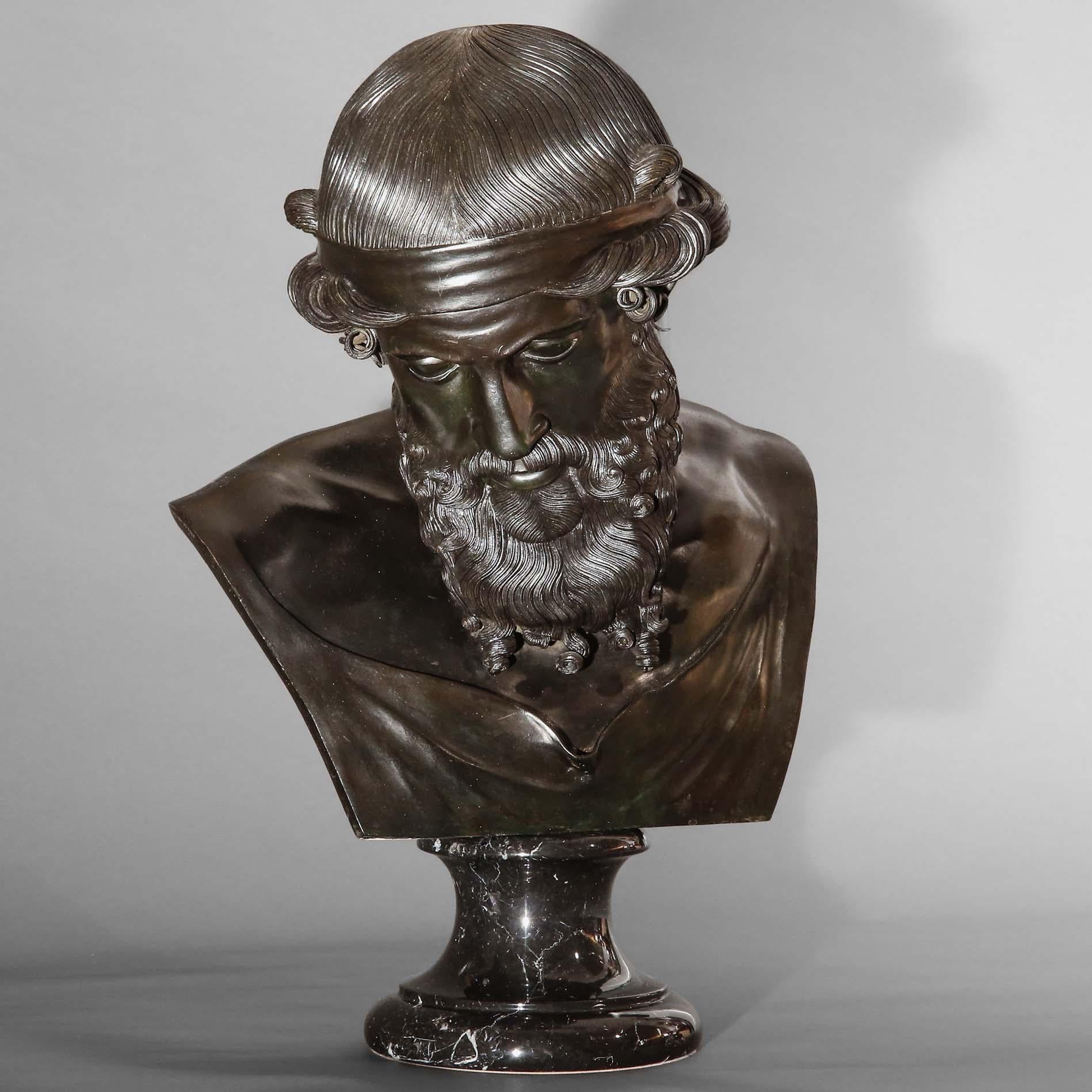 Patinated 19th Century Bronze Bust of Dionysus by Sabatino de Angelis For Sale