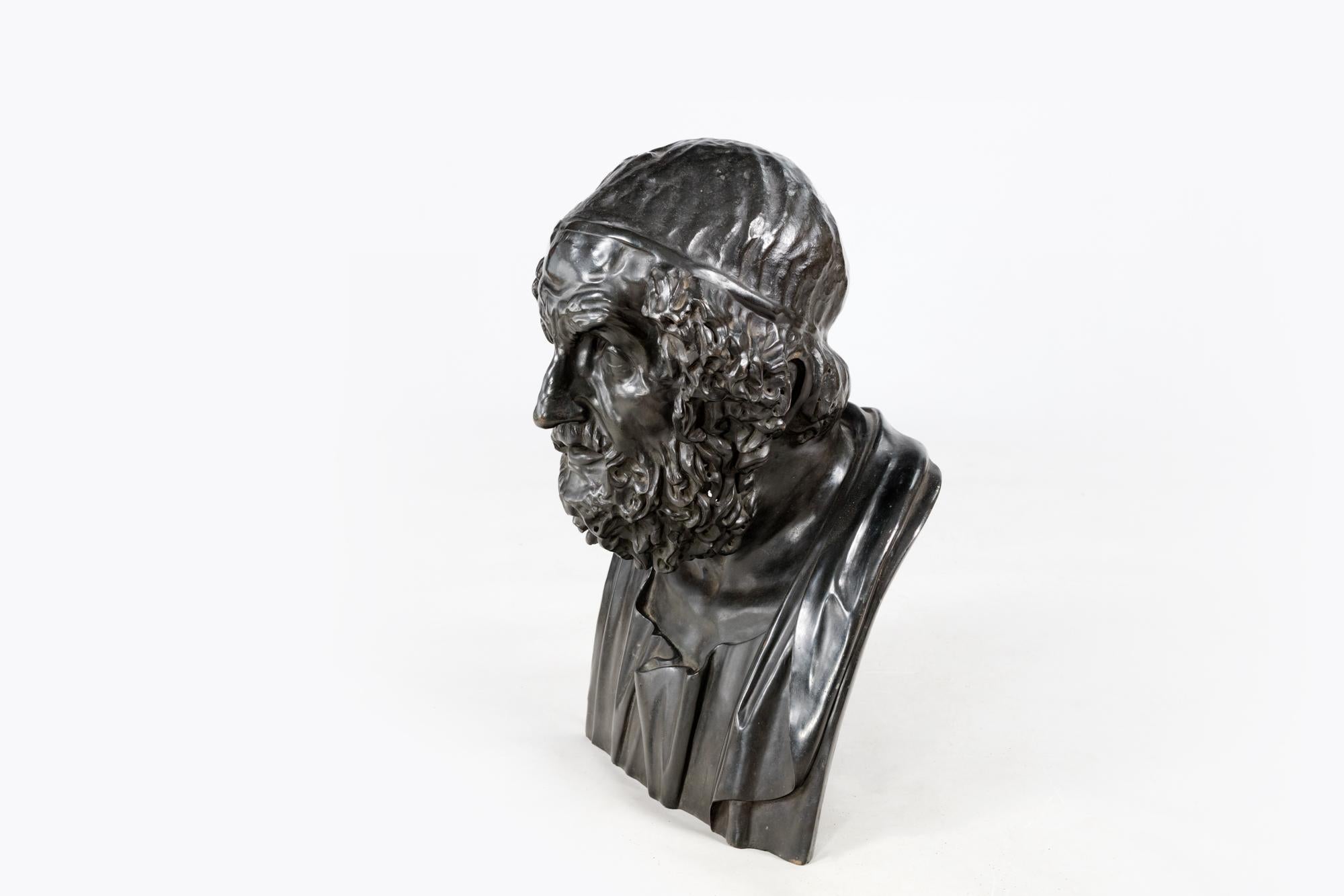 Busto in bronzo di Homer del XIX secolo attribuito alla Fonderia Chiurazzi, Napoli, Italia. Omero fu autore dei poemi epici Iliade e Odissea.