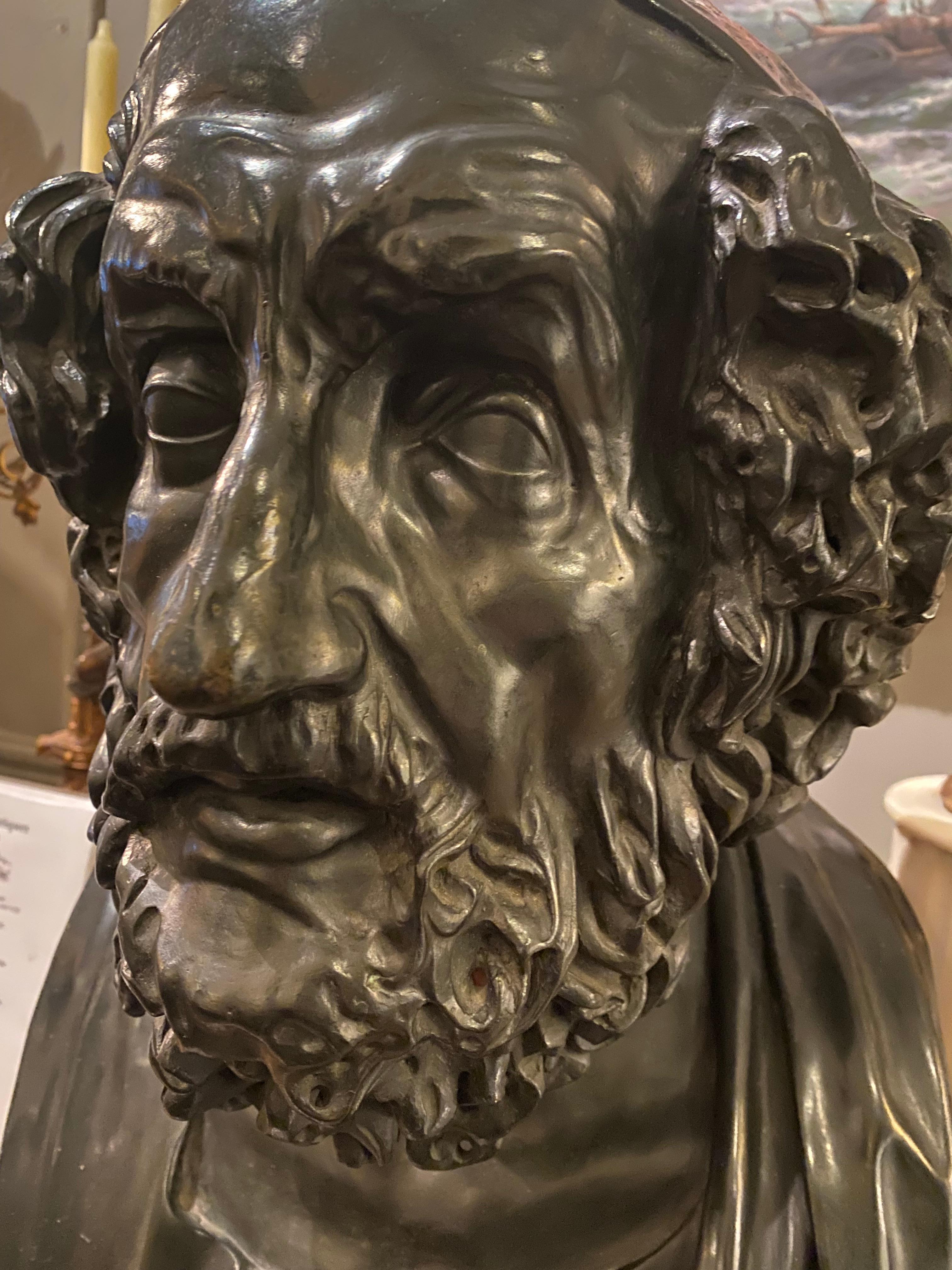 European 19th Century Bronze Bust of Homer For Sale