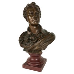 19th Century Bronze Bust of Lord Byron on Marble Base