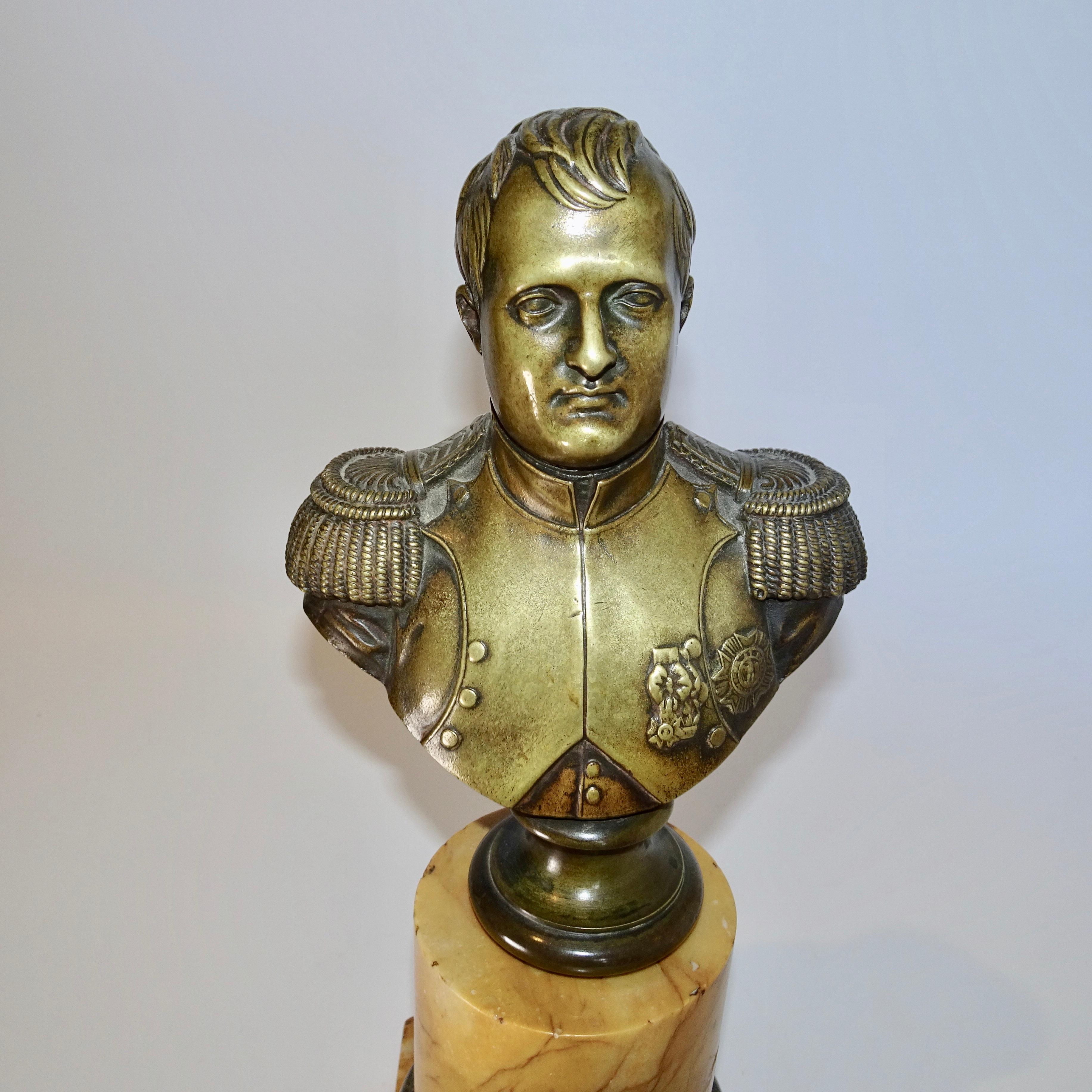 19th Century Bronze Bust of Napoleon Bonaparte Mounted on Marble Base For Sale 1