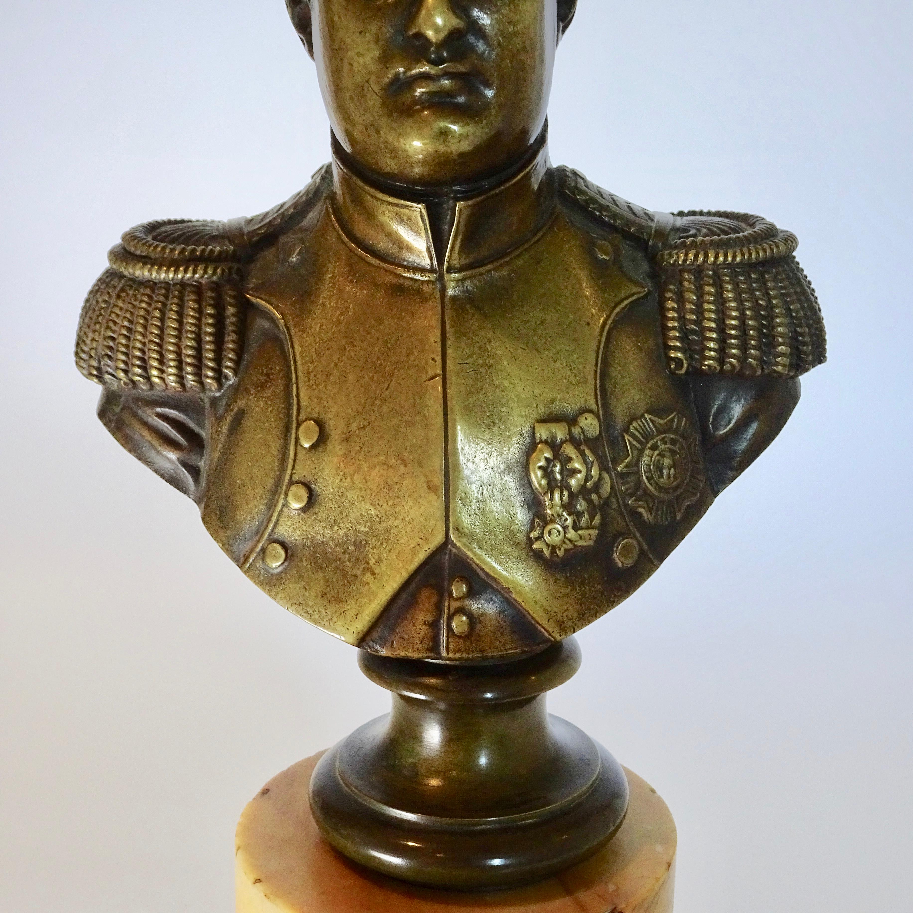 19th Century Bronze Bust of Napoleon Bonaparte Mounted on Marble Base For Sale 4