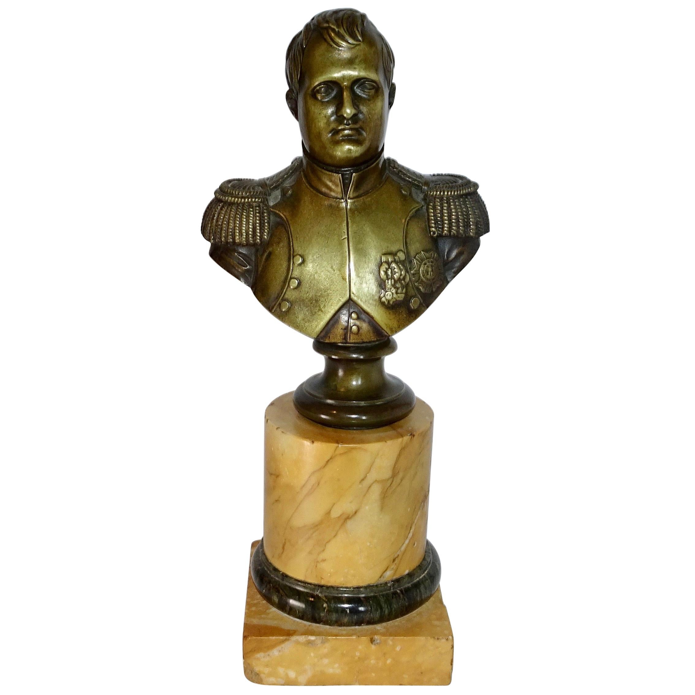 19th Century Bronze Bust of Napoleon Bonaparte Mounted on Marble Base For Sale