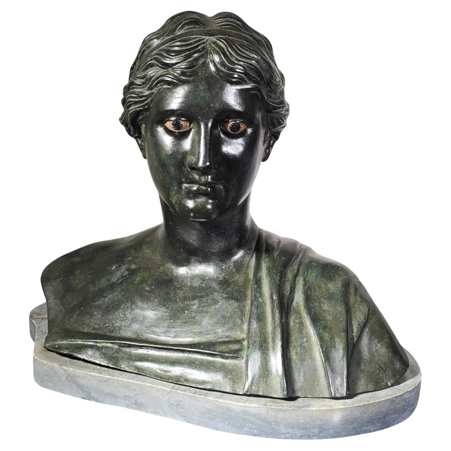 19th-Century Bronze Bust of the Greek Poetess Sappho