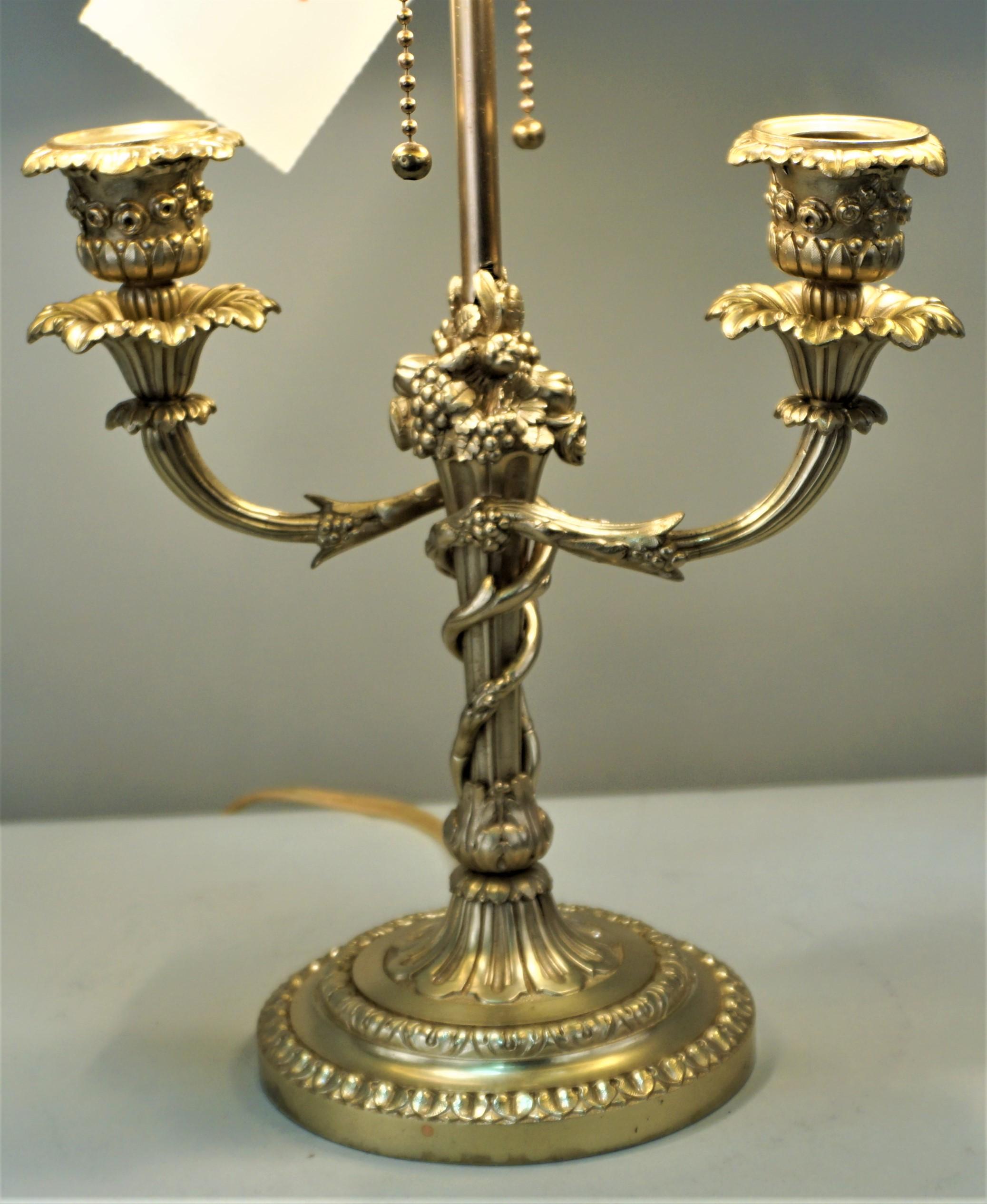 French 19th Century Bronze Candelabrum Table-Desk Lamp