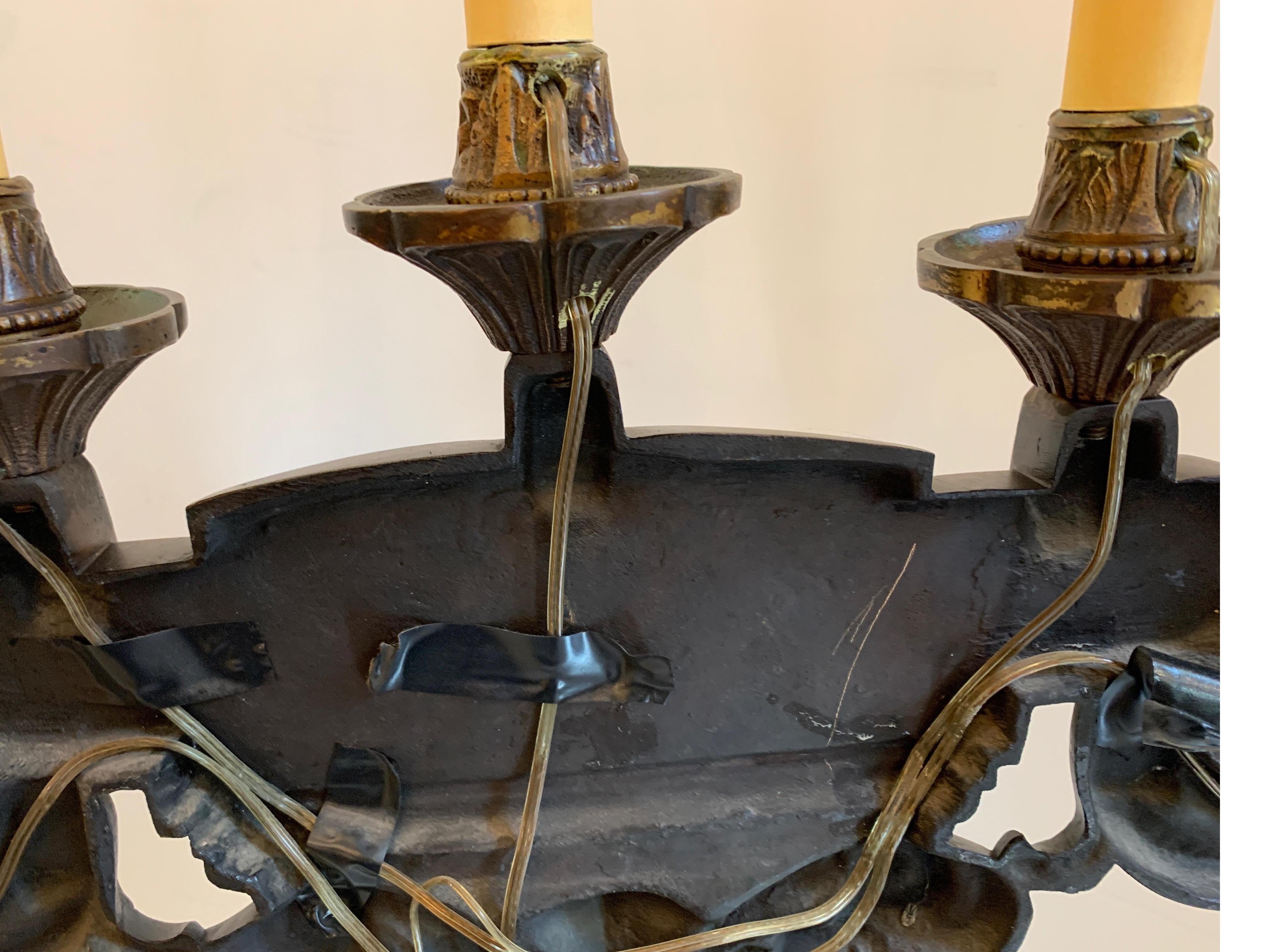 19th Century Bronze Candelabras Now Electrified Can Be Converted Back to Candles For Sale 7