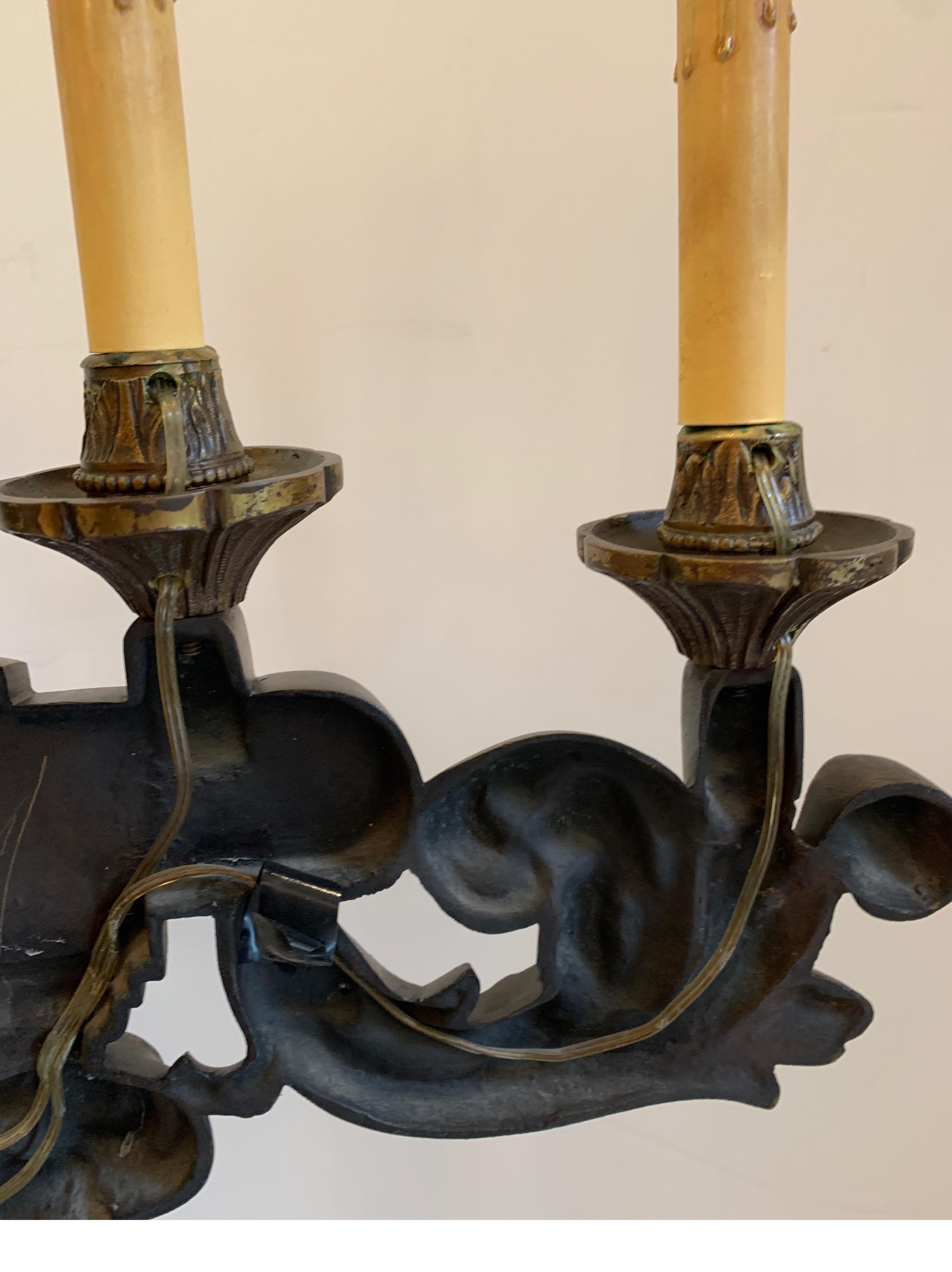 19th Century Bronze Candelabras Now Electrified Can Be Converted Back to Candles For Sale 8