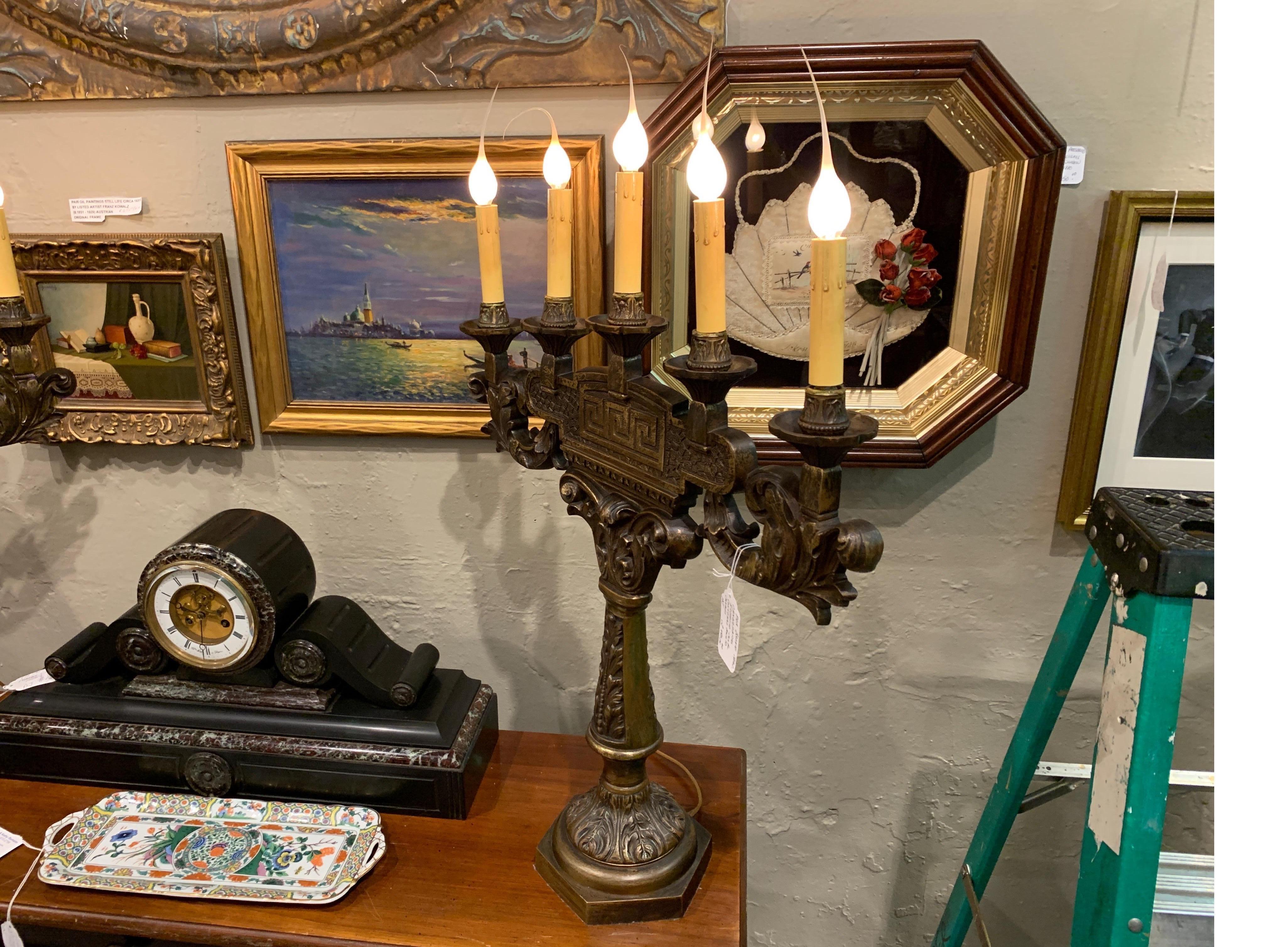 19th Century Bronze Candelabras Now Electrified Can Be Converted Back to Candles For Sale 10