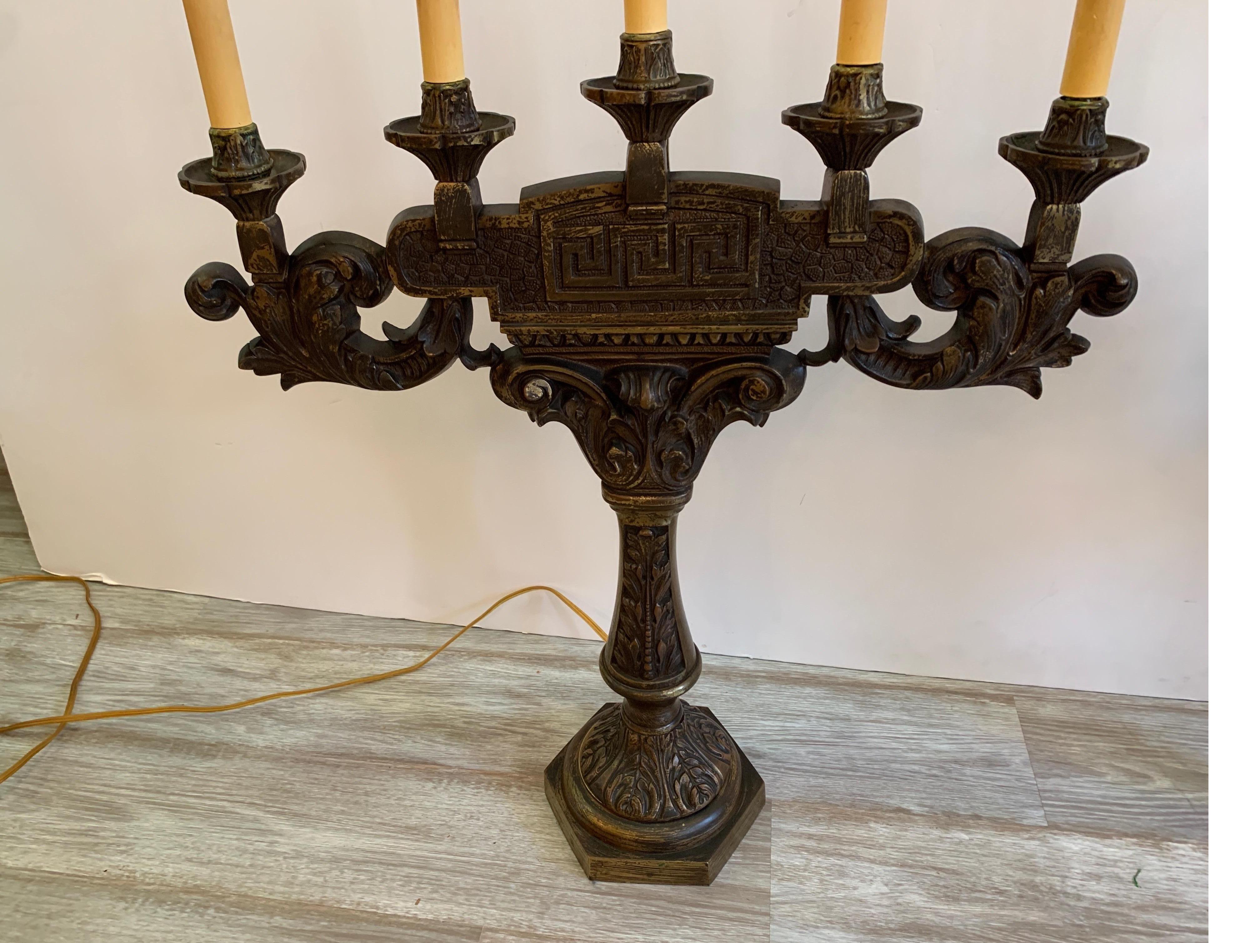 European 19th Century Bronze Candelabras Now Electrified Can Be Converted Back to Candles For Sale