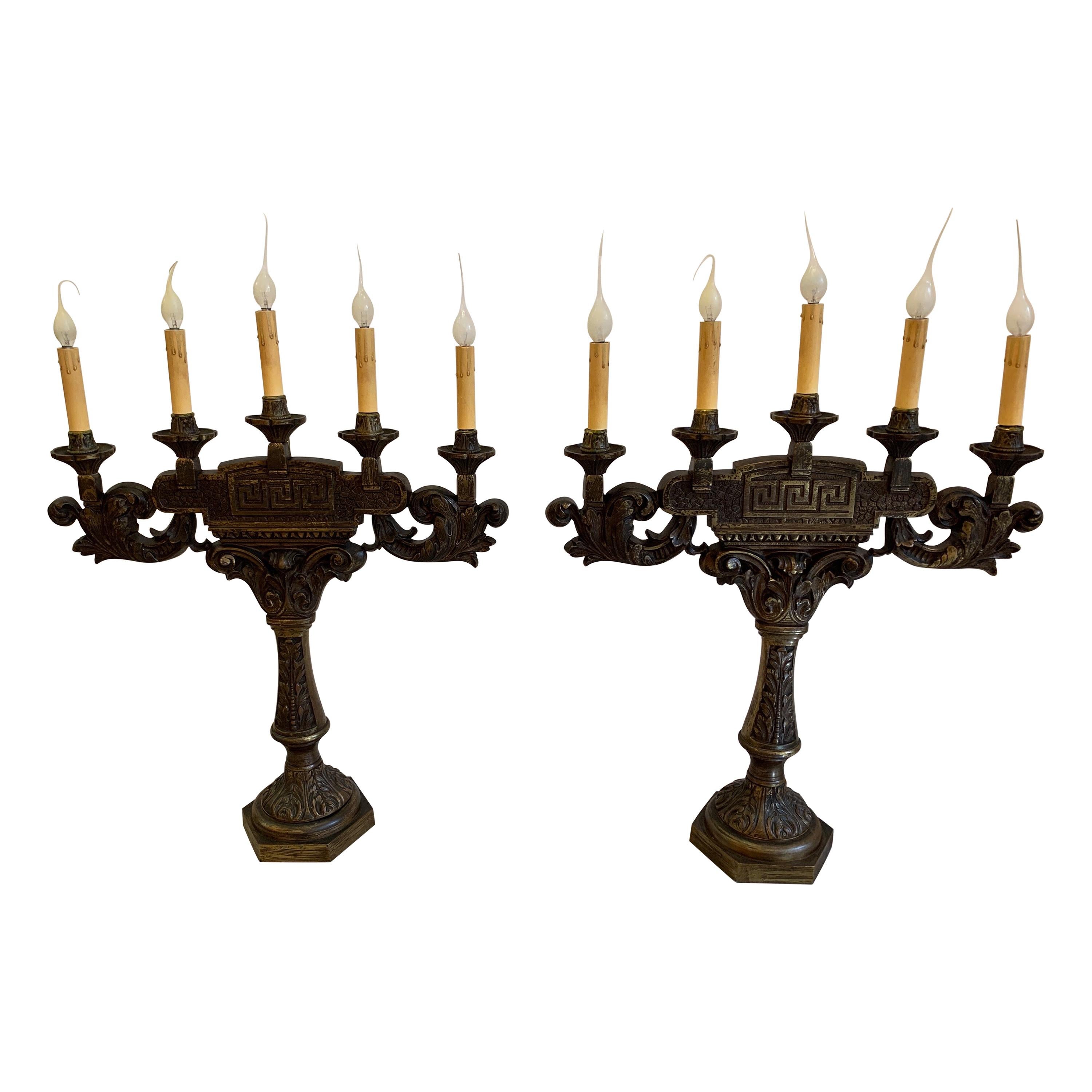 19th Century Bronze Candelabras Now Electrified Can Be Converted Back to Candles For Sale