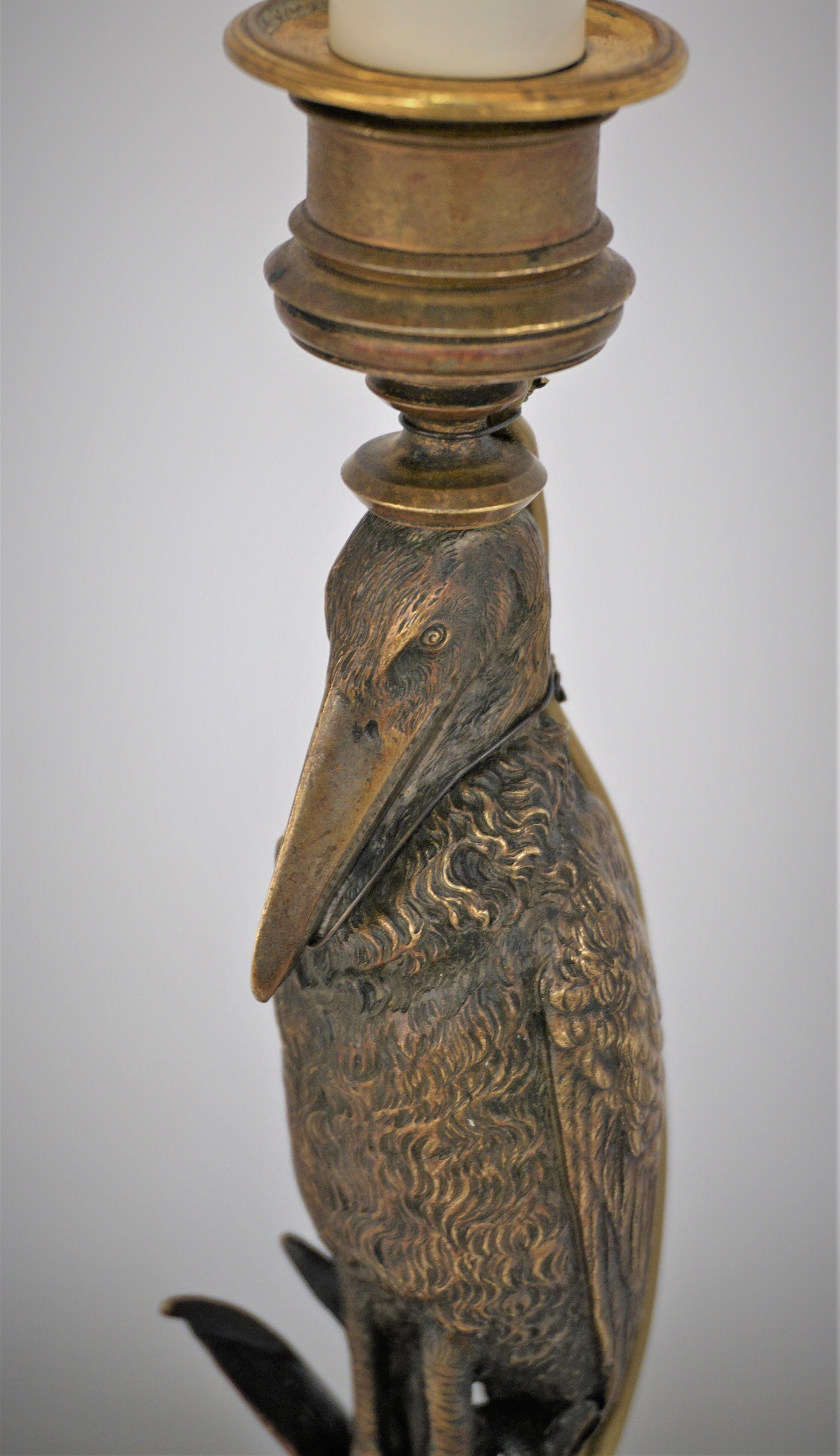 French 19th Century Bronze Candelsitck Table Lamp For Sale