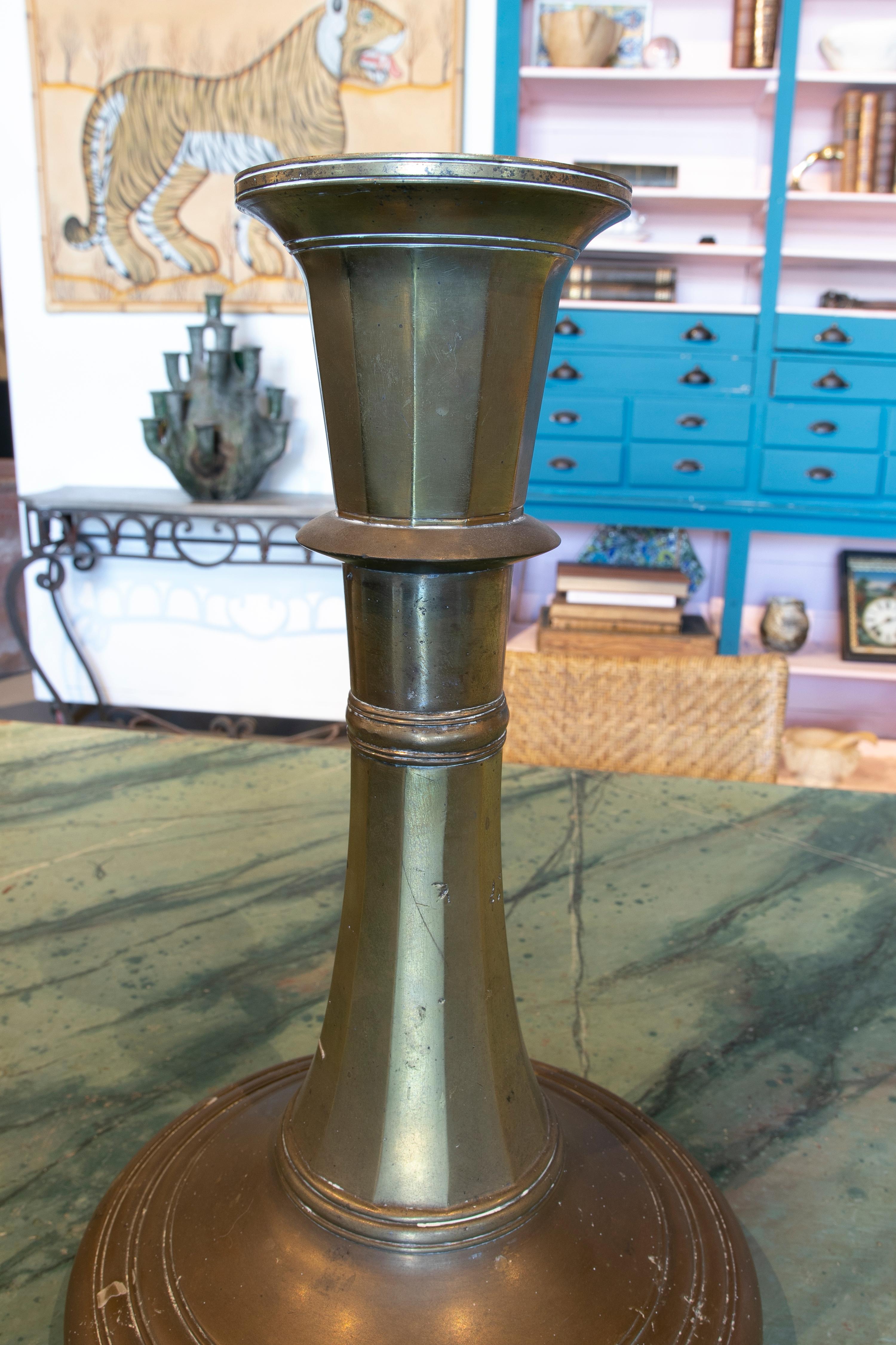 19th Century Bronze Candleholder with a Round Base 6