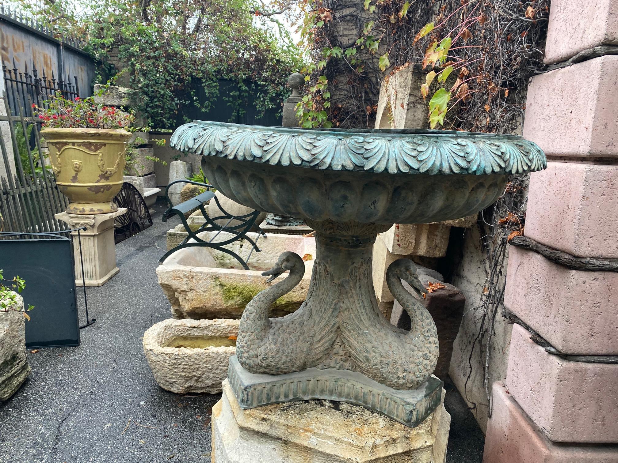 19th Century 19th C. Bronze Center Fountain Basin Sculpture Garden Ornament Spout Antique LA