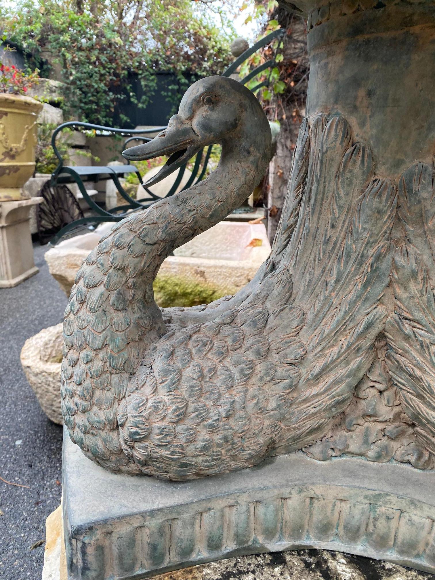 19th C. Bronze Center Fountain Basin Sculpture Garden Ornament Spout Antique LA 1