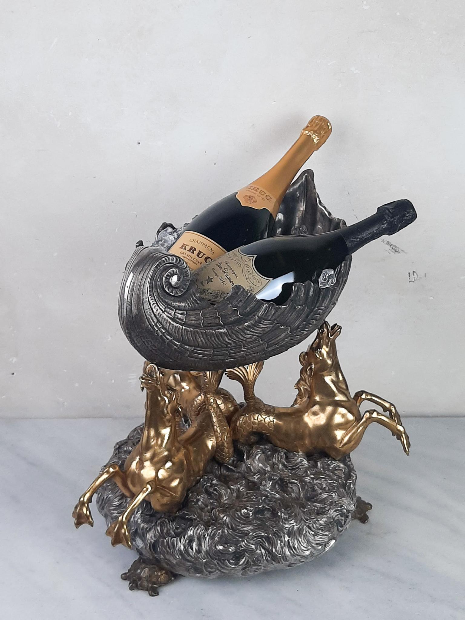 Renaissance Revival 19th Century Bronze Centre Piece Venus Shell Champagne Cooler 'Surtout a Table'
