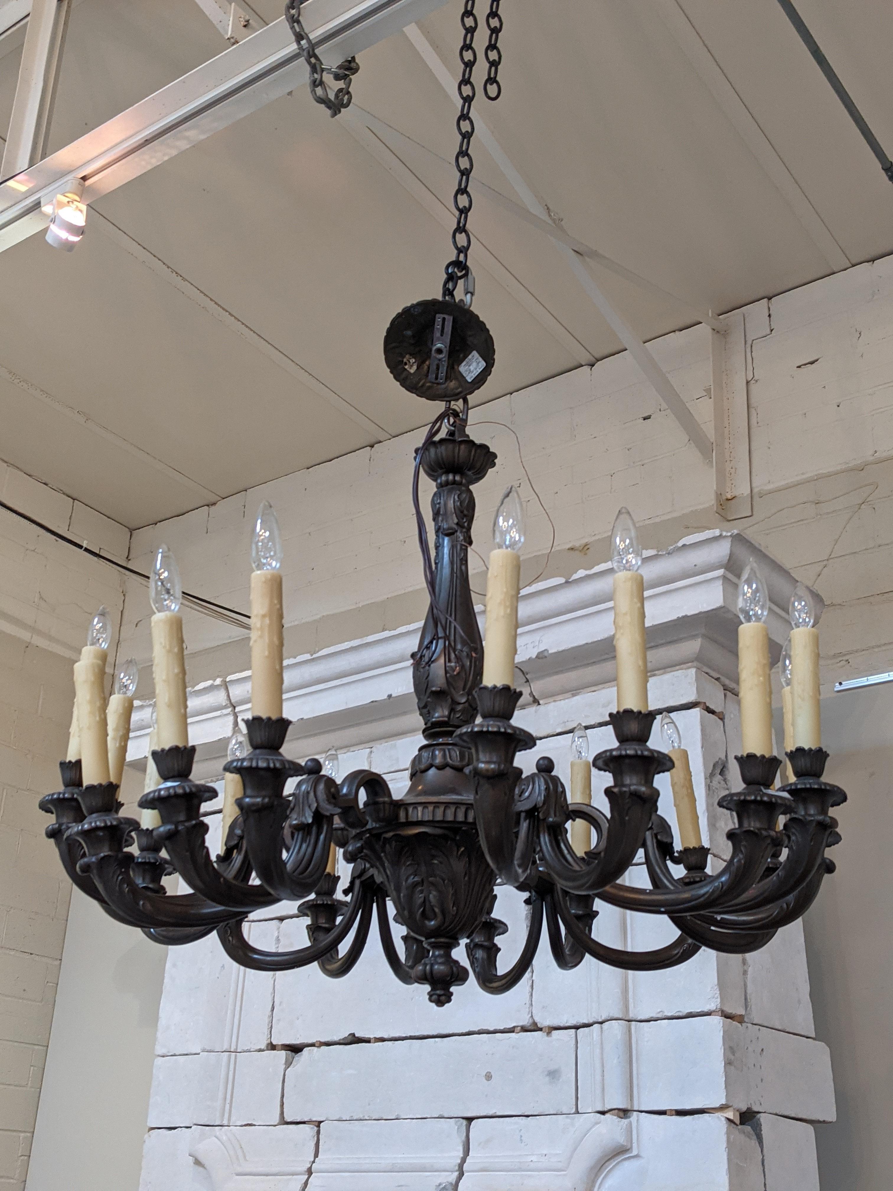 19th Century Bronze Chandelier from France 1