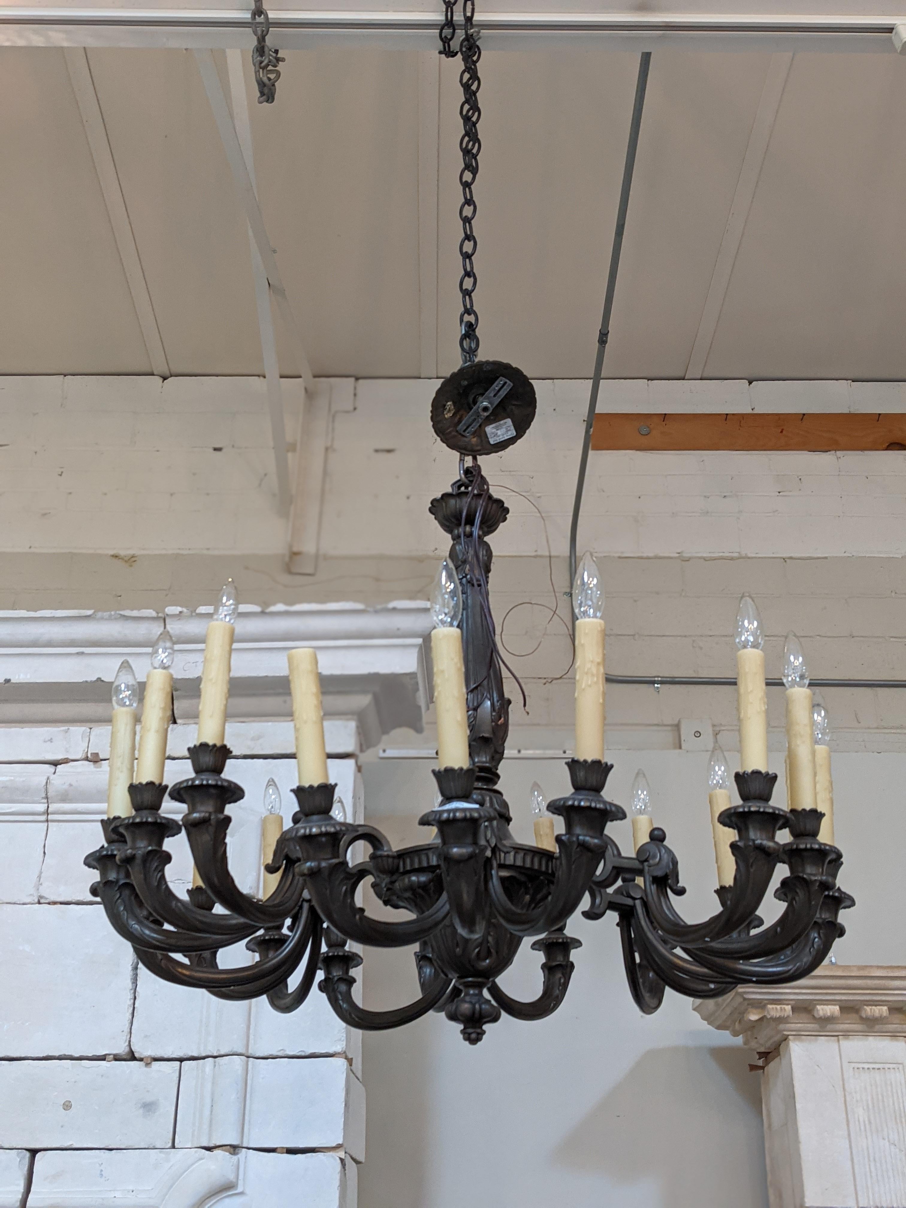 19th Century Bronze Chandelier from France 2