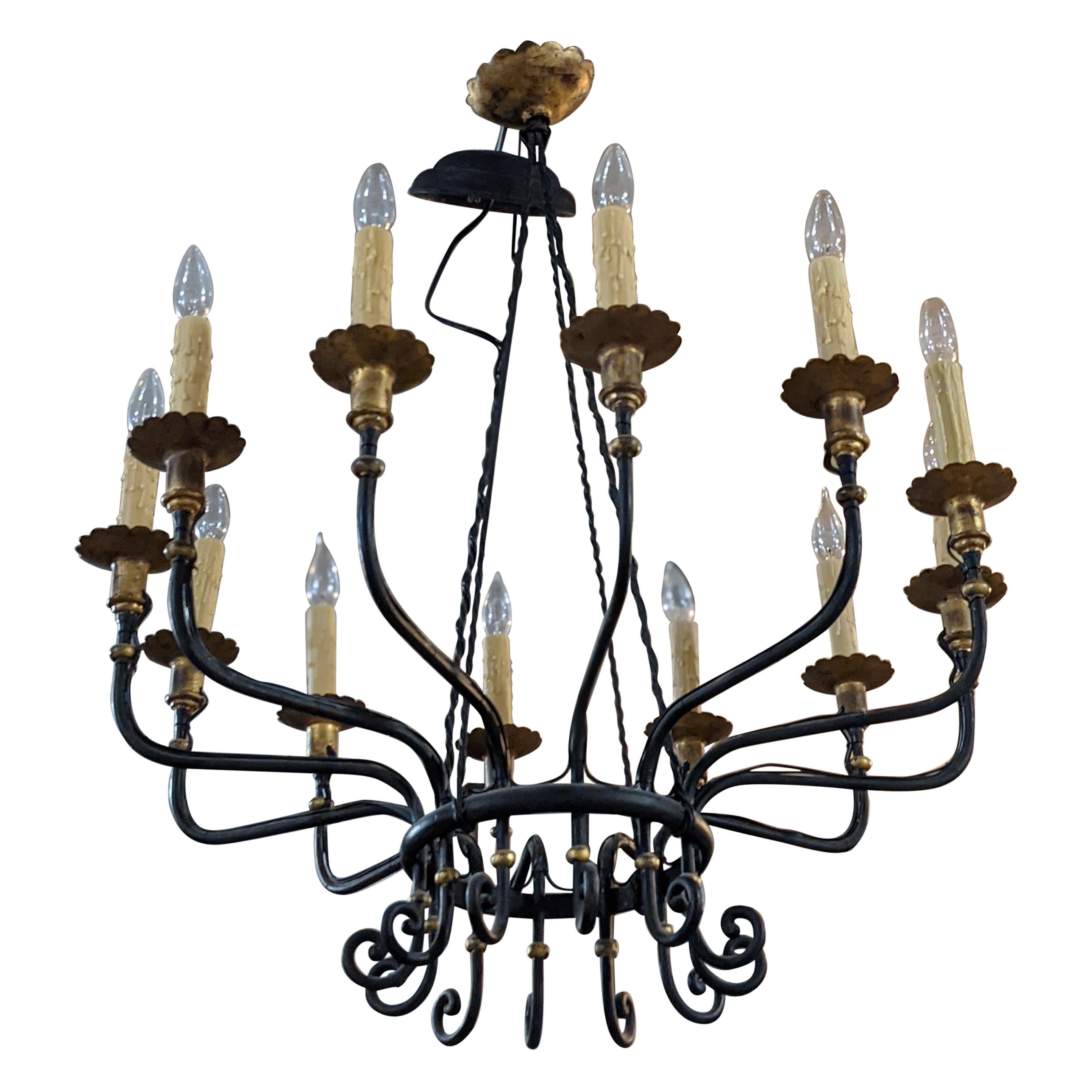 19th Century Bronze Chandelier from France