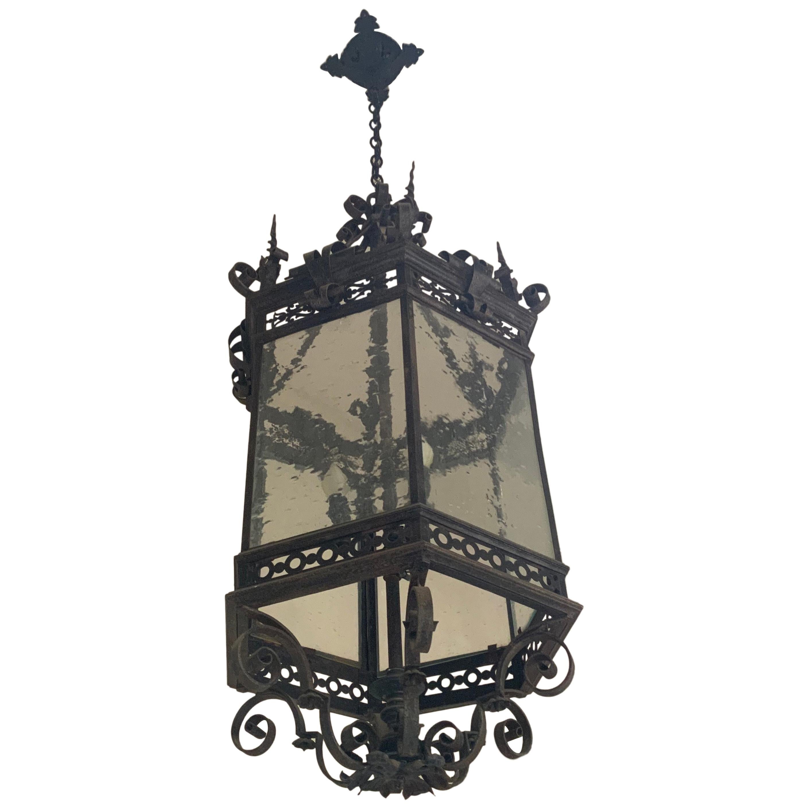 19th Century Bronze Chateau Lantern from France For Sale