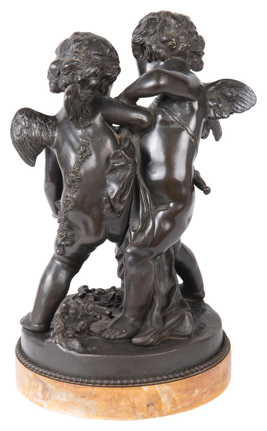 Bronzo Cherubini in bronzo del XIX secolo che lottano, dopo Falconet in vendita
