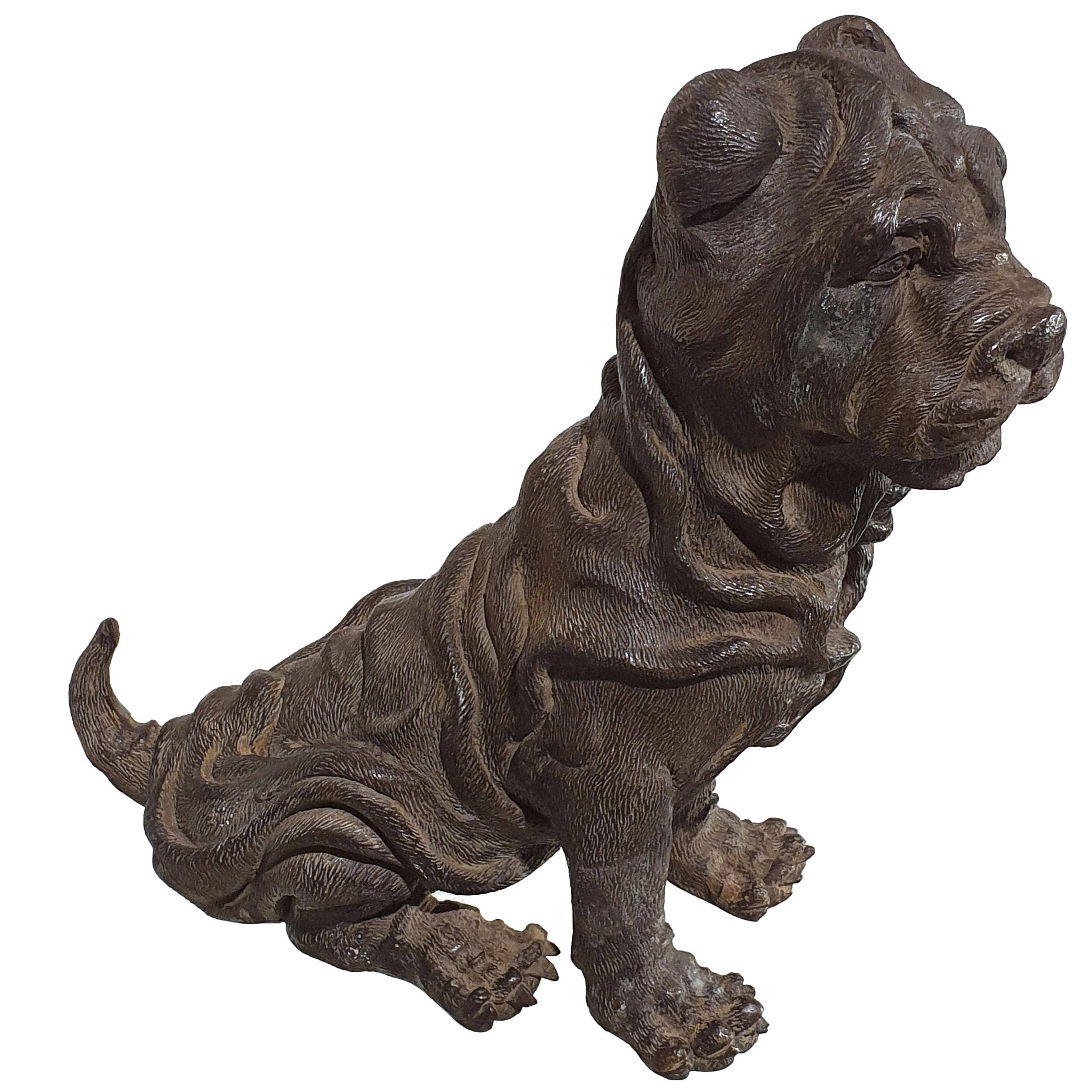 19th Century Bronze Chinese Sharpei Dog