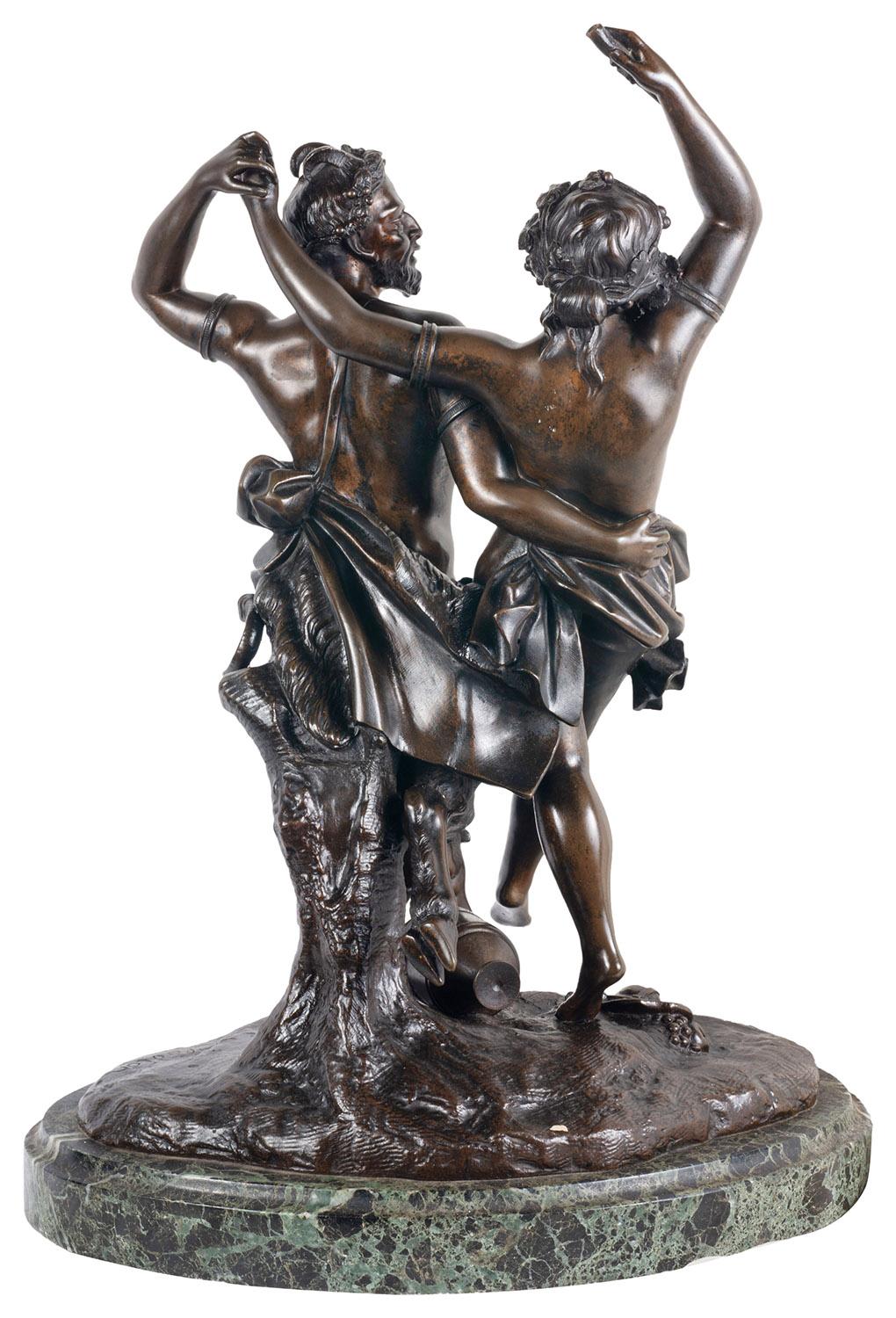 19th Century Bronze Clodion Classical Bacchus Dancing Group For Sale 4