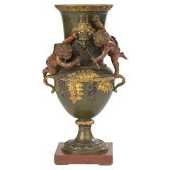 19th Century Bronze Coupe on Marble Base - Cherub Decoration