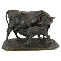 Bronze Kuh und Kalb aus dem 19. Jahrhundert nach p j mene