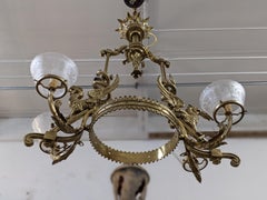 19th Century Bronze & Crystal Chandelier from France