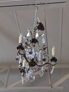19th Century Bronze & Crystal Chandelier from France