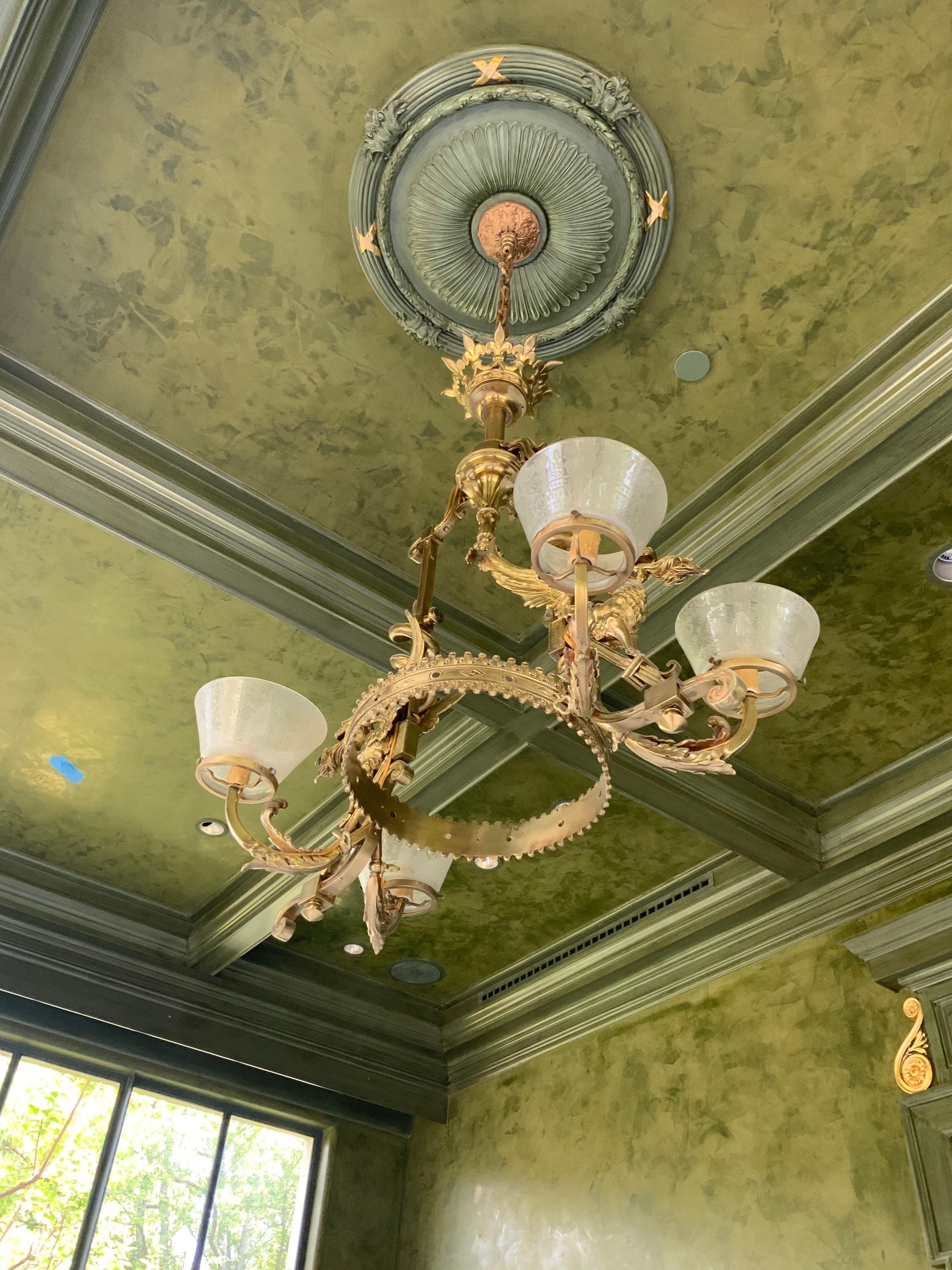 French 19th Century Bronze & Crystal Chandelier from France For Sale