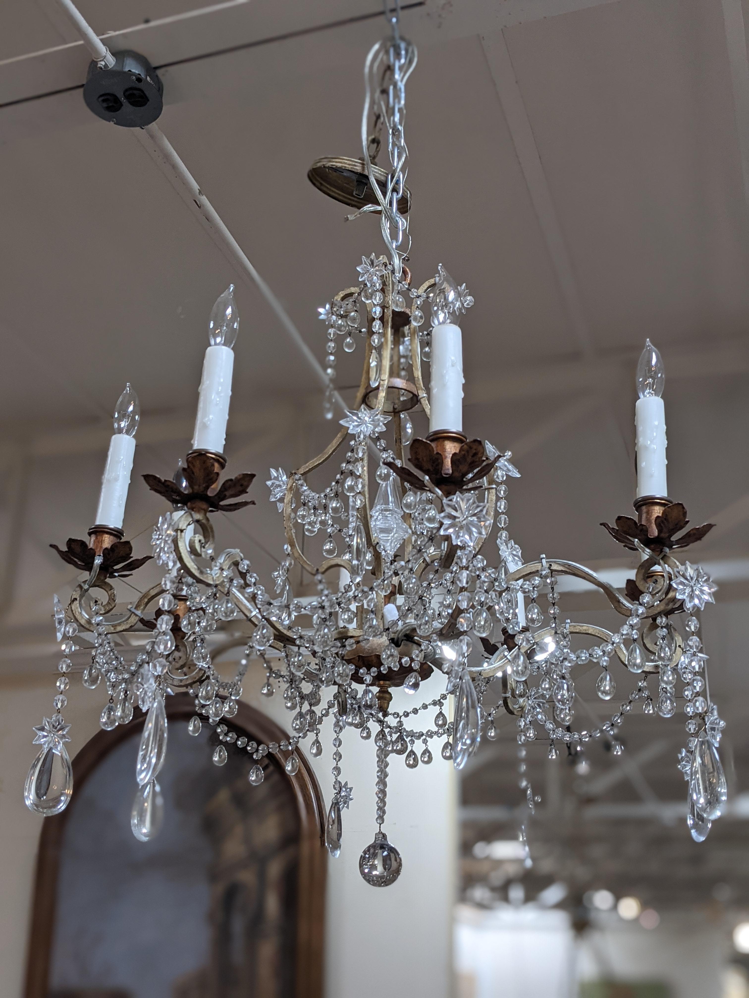 19th Century Bronze & Crystal Chandelier from France In Good Condition For Sale In Dallas, TX