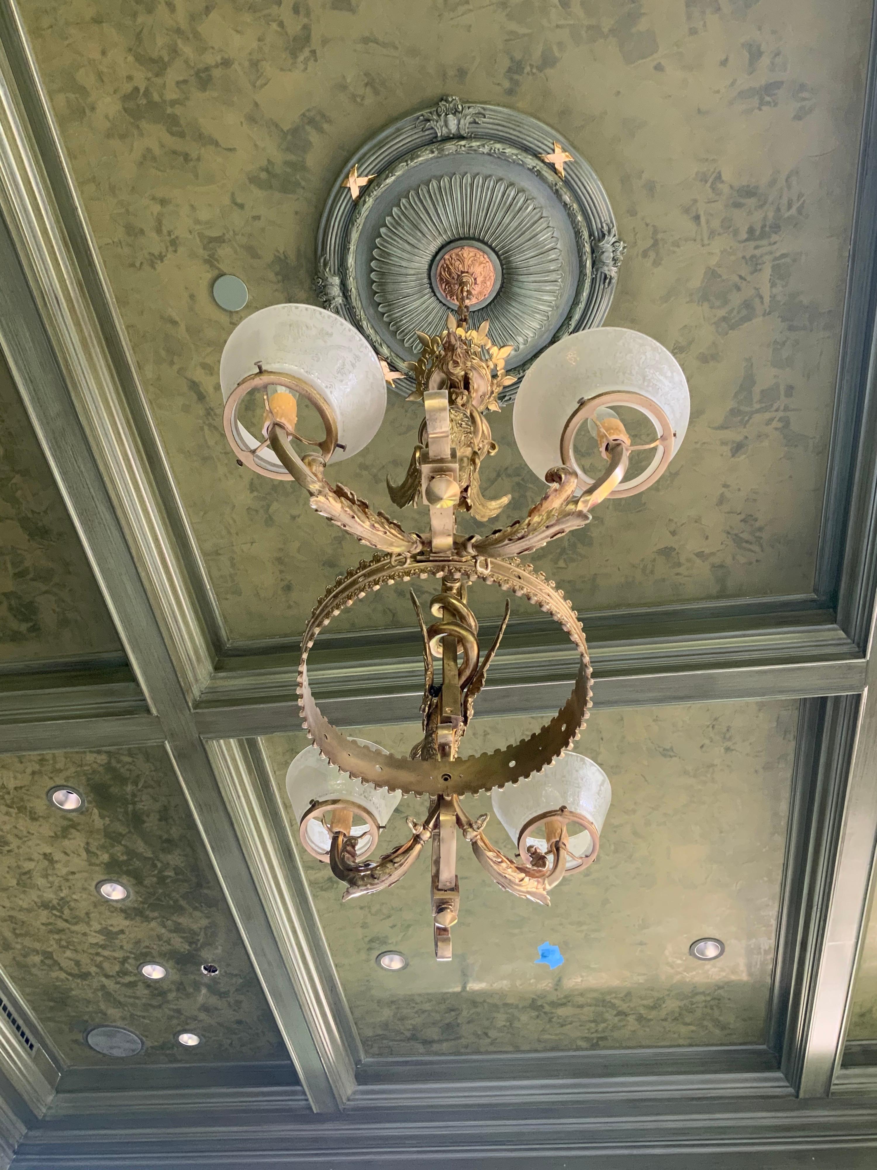 19th Century Bronze & Crystal Chandelier from France For Sale 1