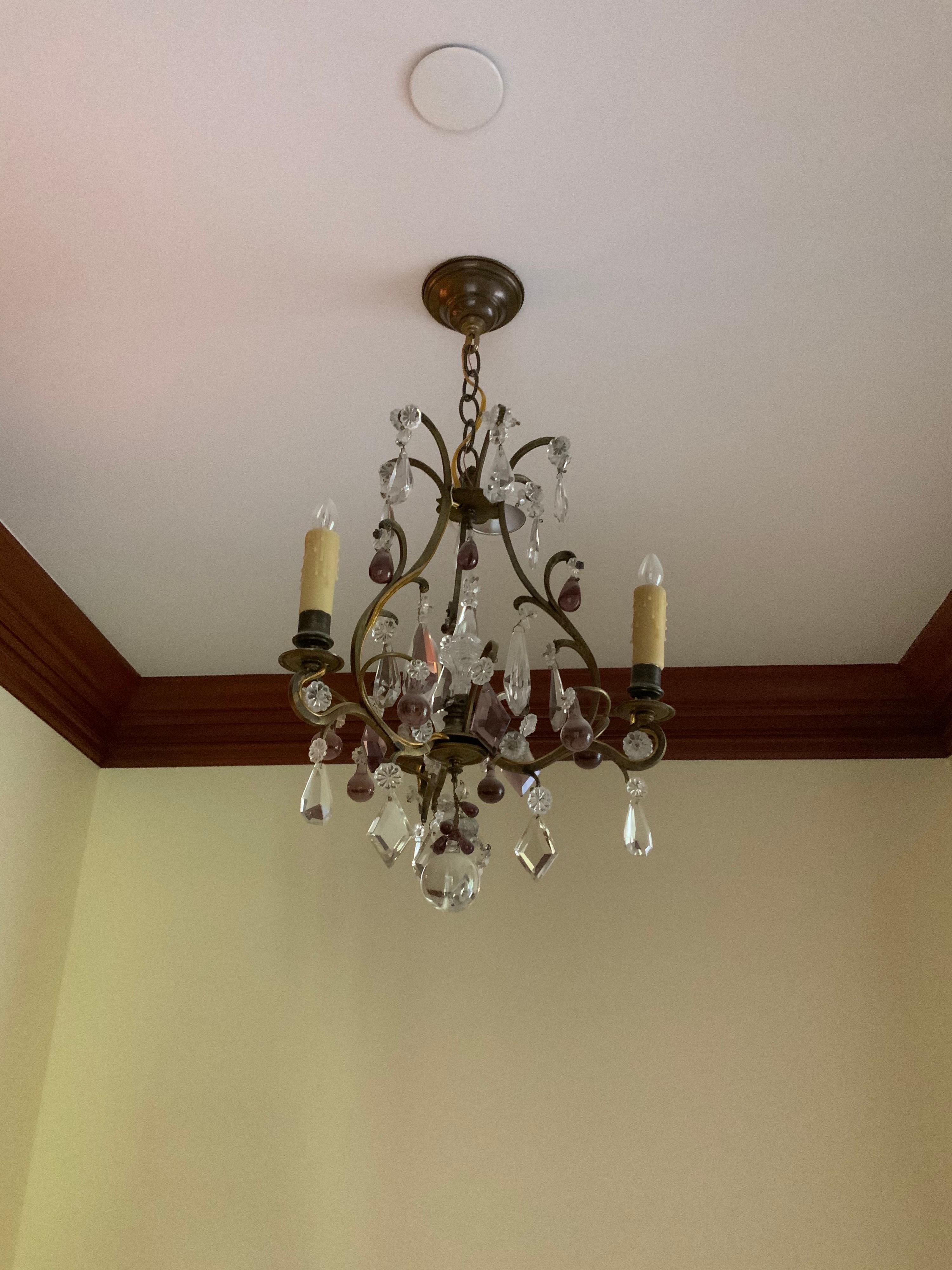 19th Century Bronze & Crystal Chandelier from France For Sale 2