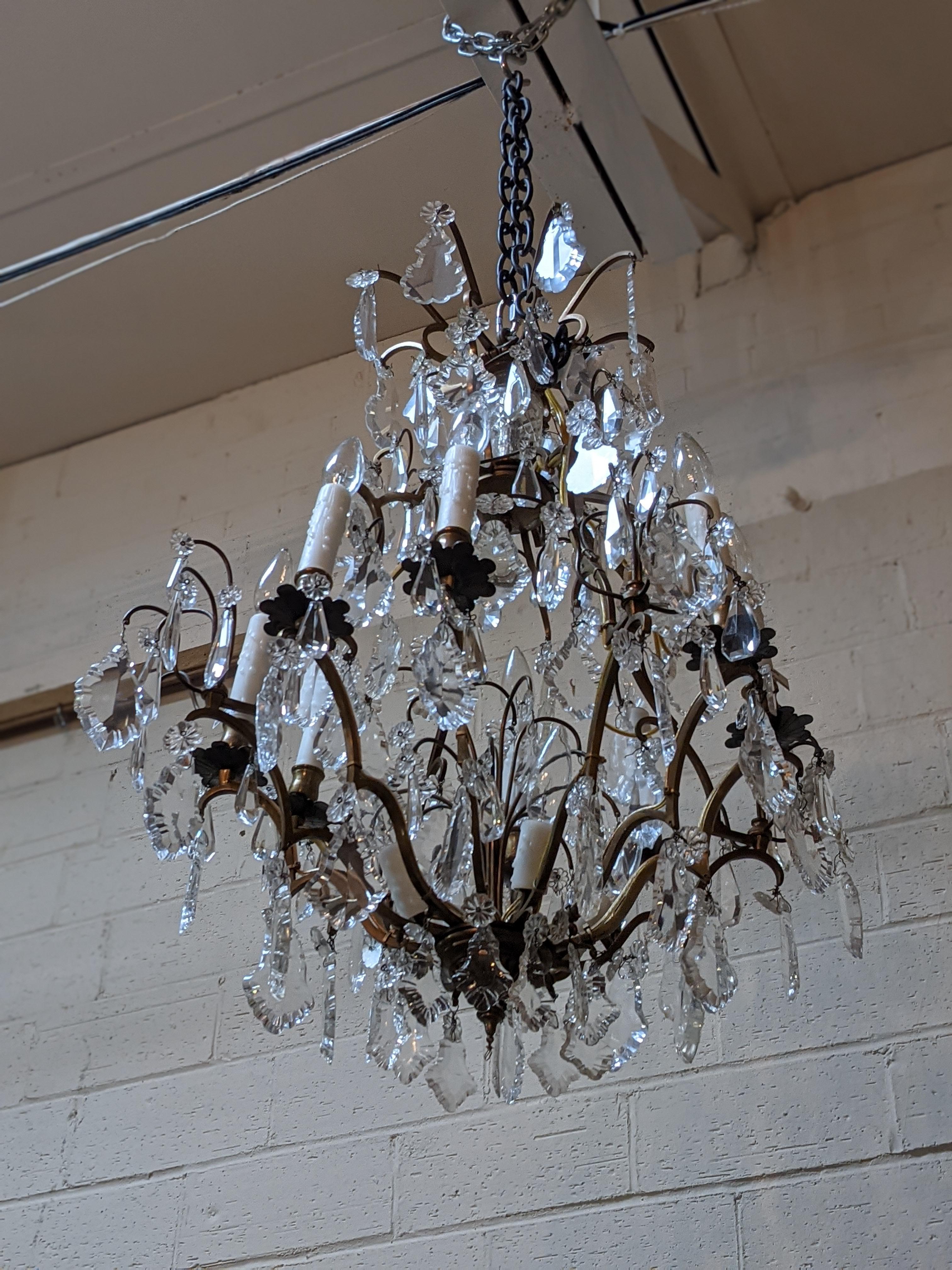 19th Century Bronze & Crystal Chandelier from France For Sale 2