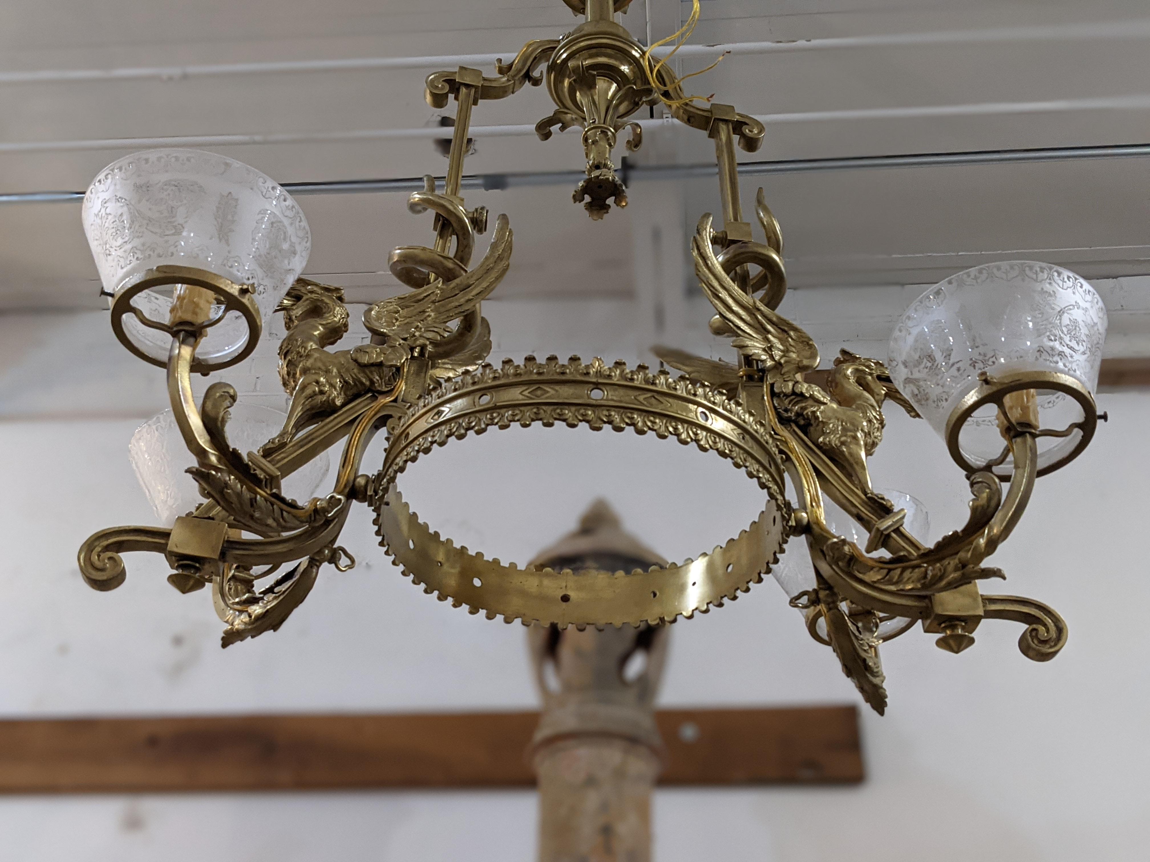 19th Century Bronze & Crystal Chandelier from France For Sale 3