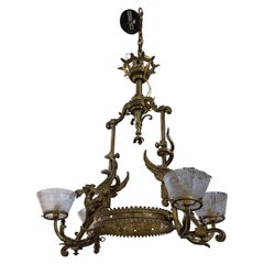 Antique 19th Century Bronze & Crystal Chandelier from France