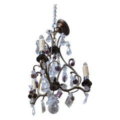 Antique 19th Century Bronze & Crystal Chandelier from France