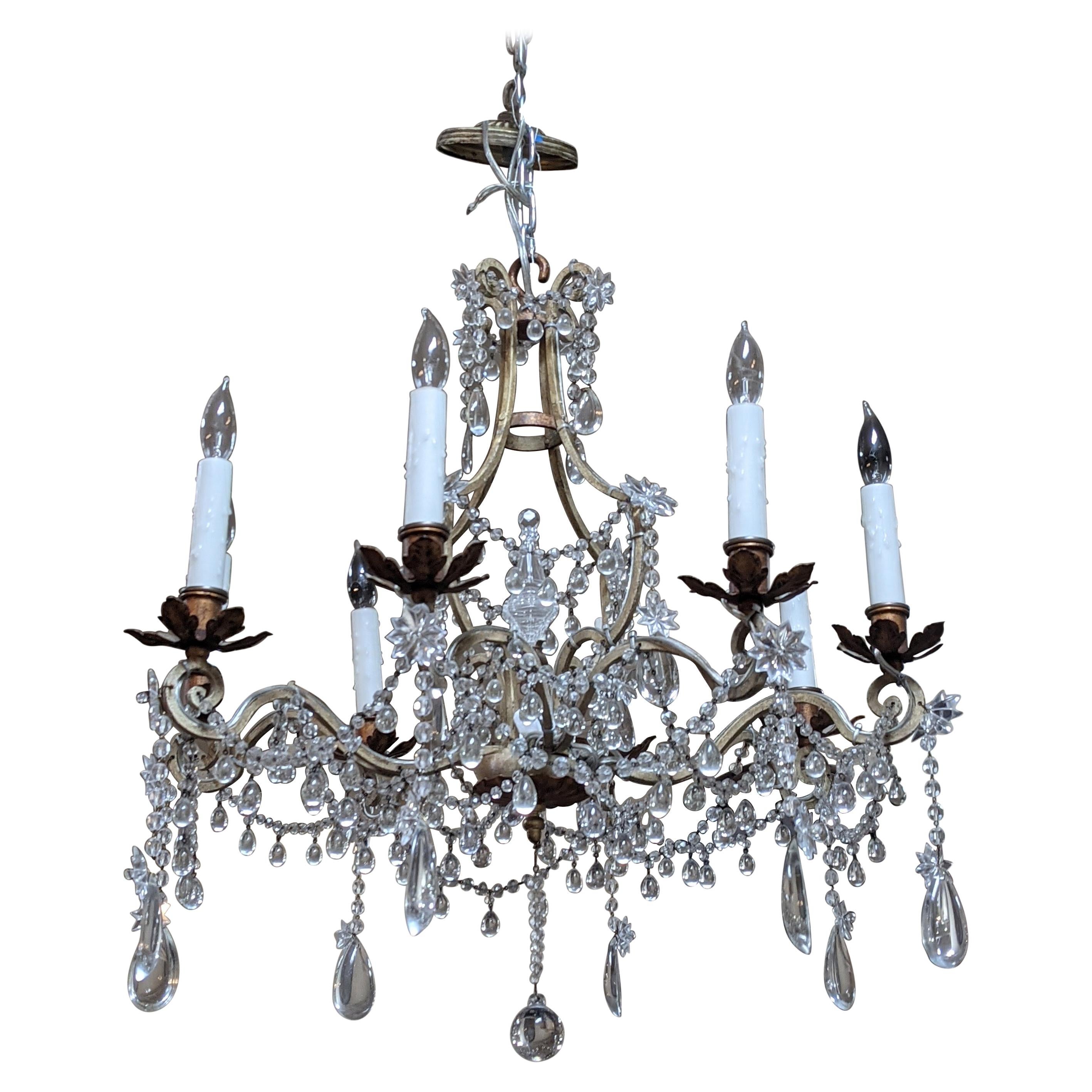 19th Century Bronze & Crystal Chandelier from France For Sale